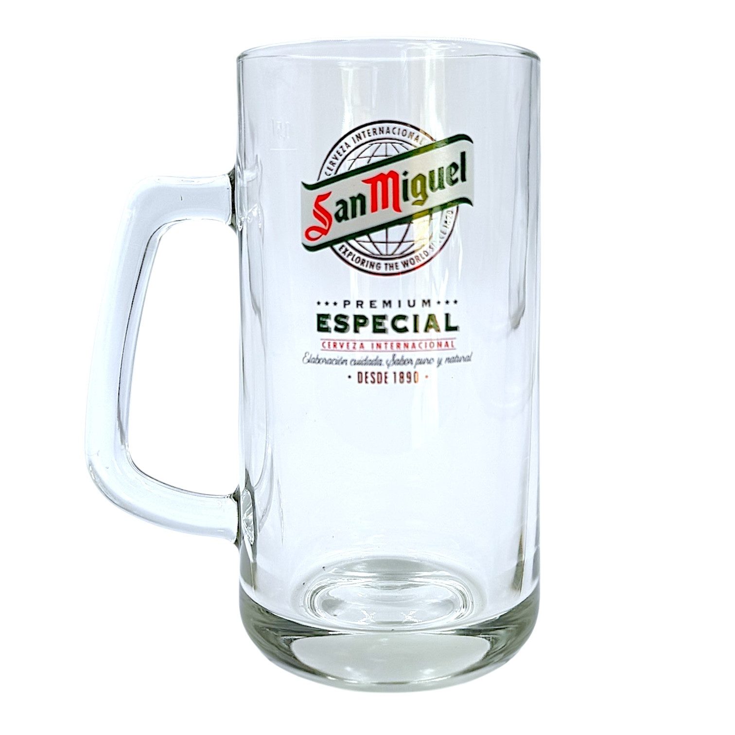 San Miguel Bierkrug 0,5l Glaskrug mit Henkel – robustes Design im spanischen Stil, 1-tlg., Robustes, Spanisches Original