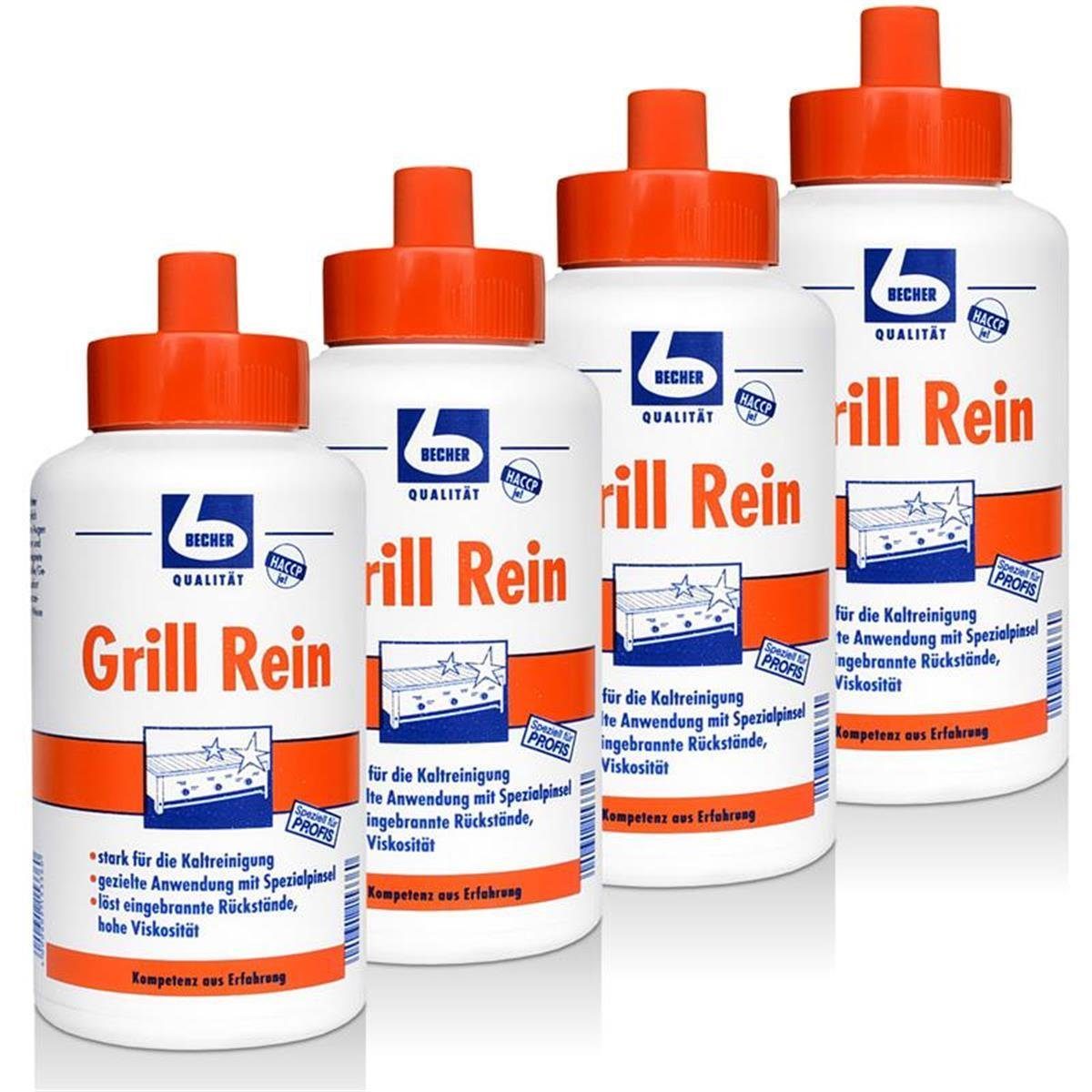 Dr. Becher 4x Dr. Becher Grill Rein für Grills, Fritteusen / 1 Liter Spezialwaschmittel