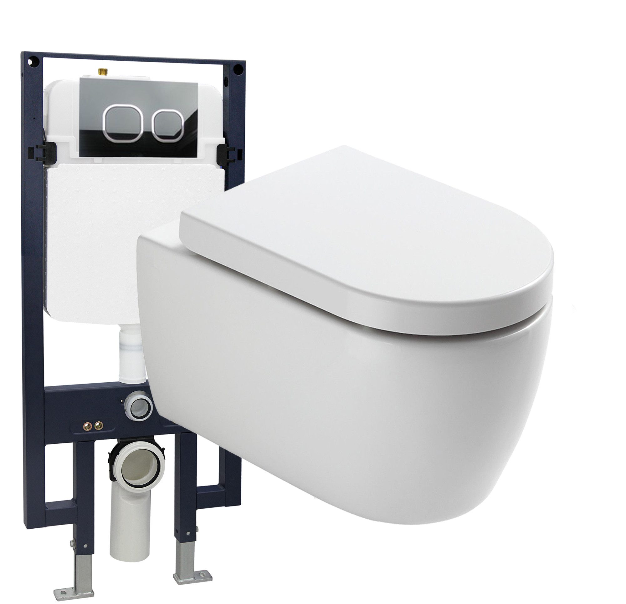 Bernstein WC-Komplettset NANO NT2038, Wandmontage, (Vorwand-Set 3-St. WC, Vorwandelement, Betätigungsplatte), Kompakte Ausladung, 48,5 cm