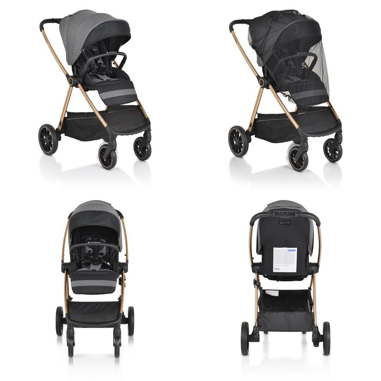Cangaroo Kombi-Kinderwagen Kinderwagen 2 in 1 Hydra, Babywanne Sportsitz Fußabdeckung Moskitonetz