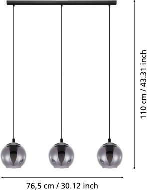 EGLO Pendelleuchte ARISCANI, Dimmfunktion, ohne Leuchtmittel, Pendelleuchte Esstisch, Hängeleuchte, Rauchglas schwarz, E27, 76,5 cm