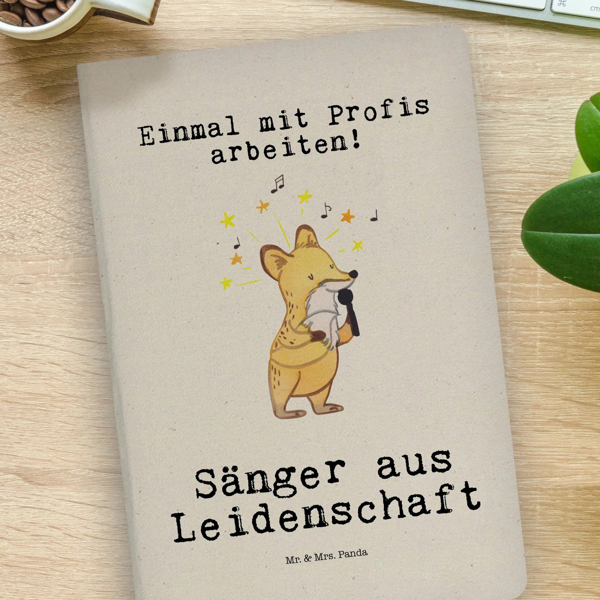 Thumbnail - Mr. & Mrs. Panda Notizbuch Sänger Leidenschaft - Transparent - Geschenk, Abschied, Mitarbeiter, Mr. & Mrs. Panda, Bezaub...