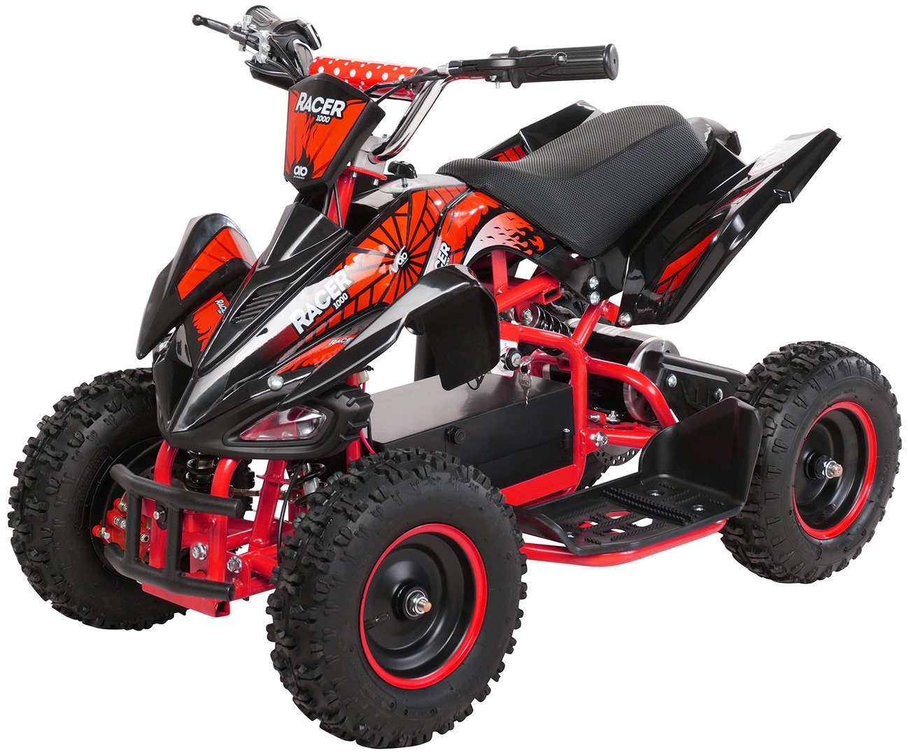 Actionbikes Motors Elektro-Kinderquad Kinder Elektroquad Racer 1000 W 36 V Mini Quad, Belastbarkeit 45 kg, (1-tlg), bis 50 kg - Scheibenbremsen - Safety Touch System Fußschalter