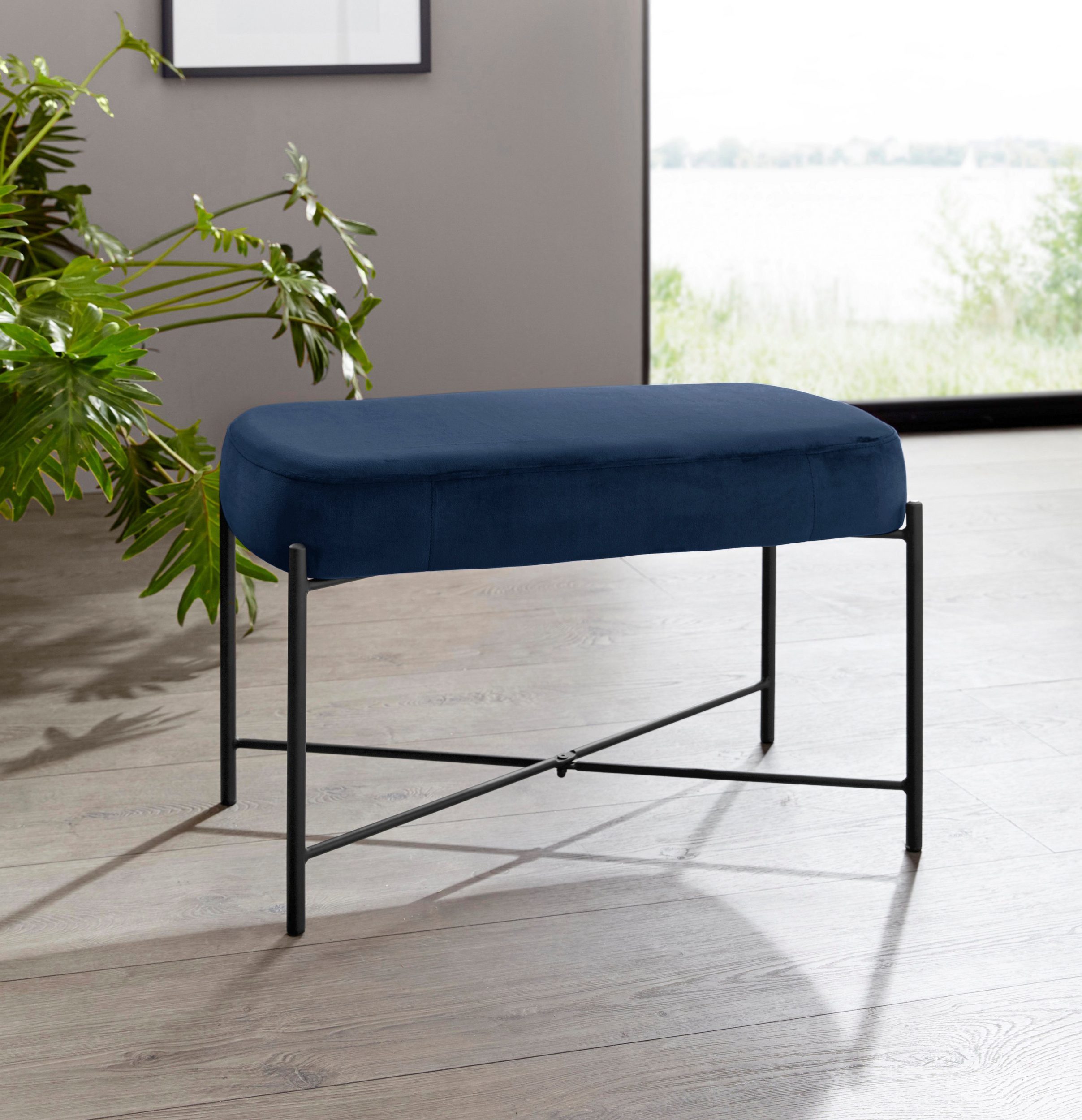 loft24 Polsterbank Beate, Bank, Hocker, Bezug in Samtoptik, Metallgestell filigran