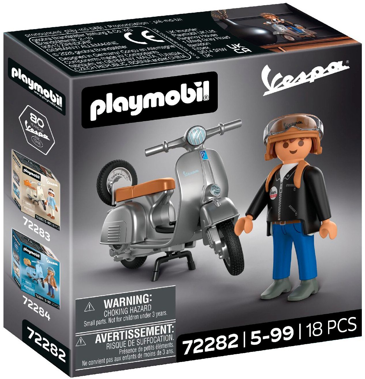 Playmobil® 80 Jahre Vespa: Original Style (72282), Vespa Konstruktions-Spielset, (18 St), Made in Europe