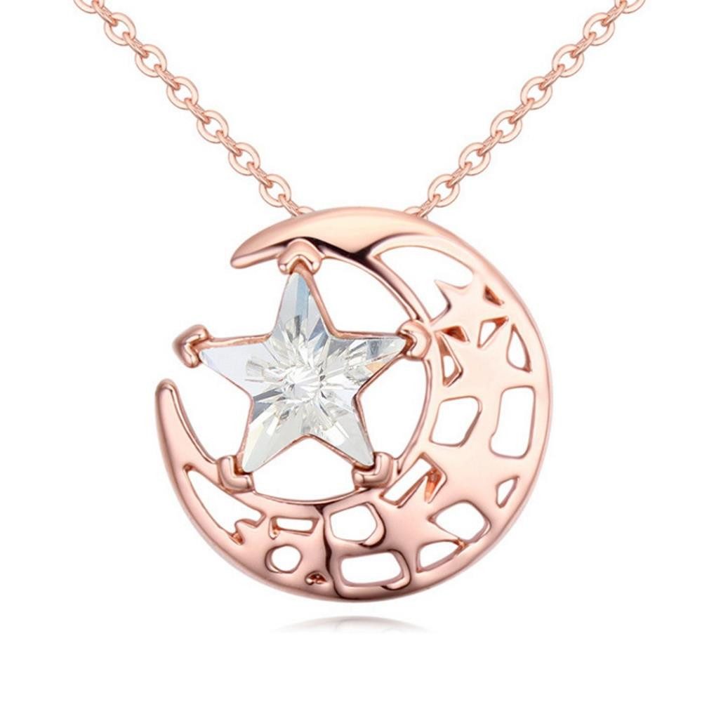 Ketten-Set Kette Mond & Sterne Rosegold aus Messing Damen