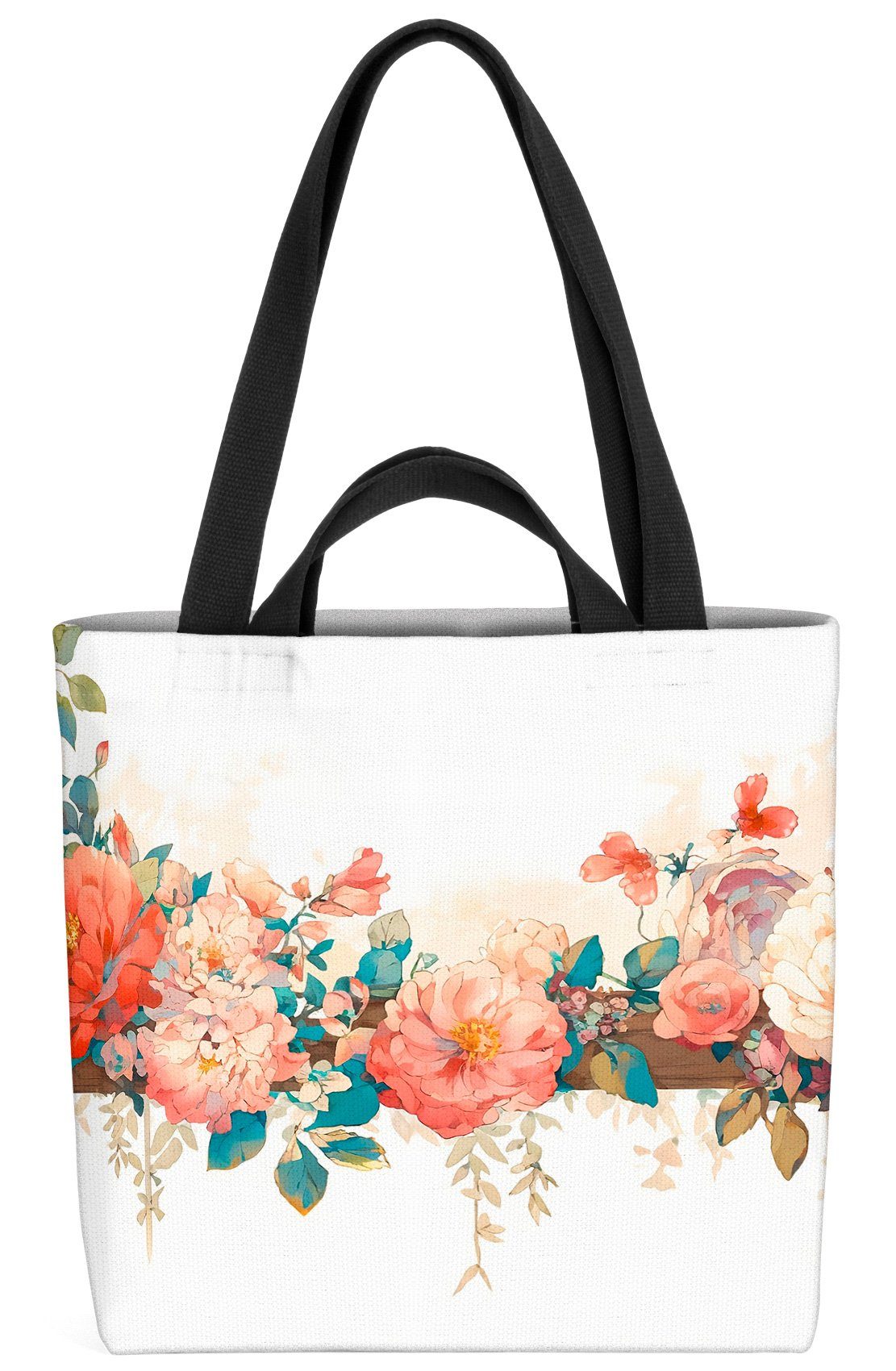 VOID Henkeltasche (1-tlg), Gemalte Blumen Bouquet Tulpen Rosen blume floral landesgrenzen wasser