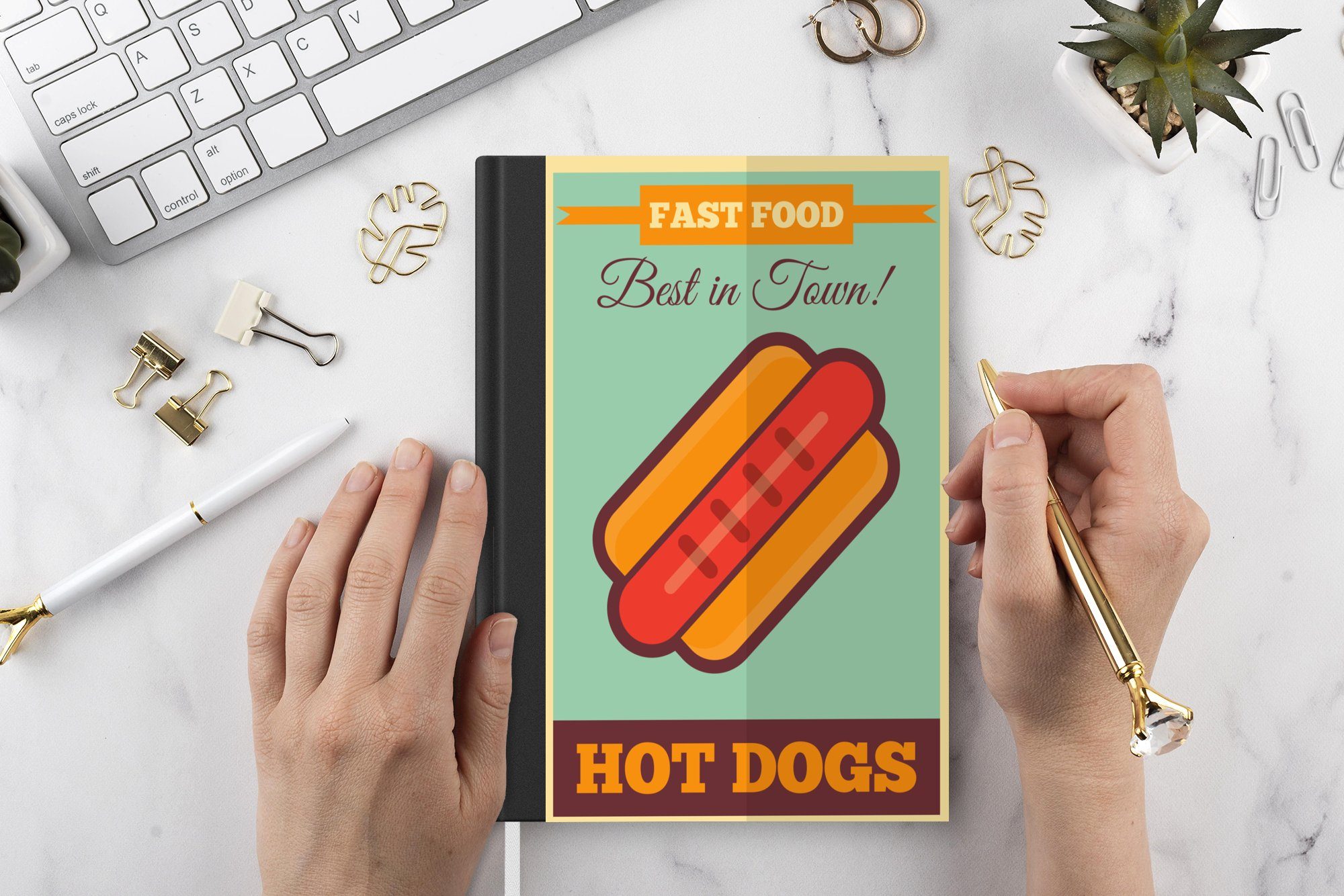 MuchoWow Notizbuch Beste Notizheft, Das Hot Dogs 98 Stadt!, - Fast Seiten, Tagebuch, Haushaltsbuch Journal, Vintage - Merkzettel, A5, Mancave der - Food 