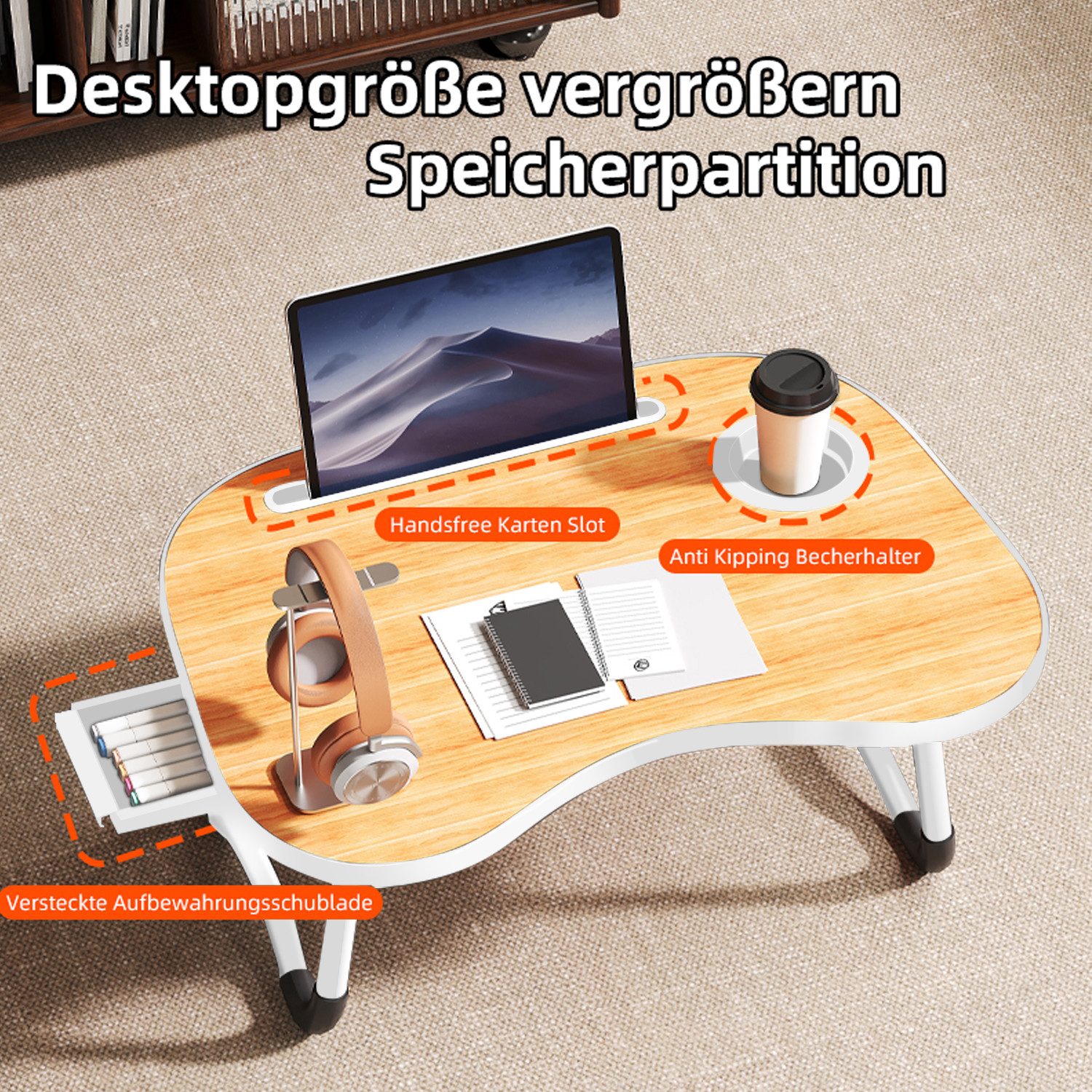 GLP Laptoptisch Tisch Laptop Bett Laptopständer Tablett 48 x 35cm