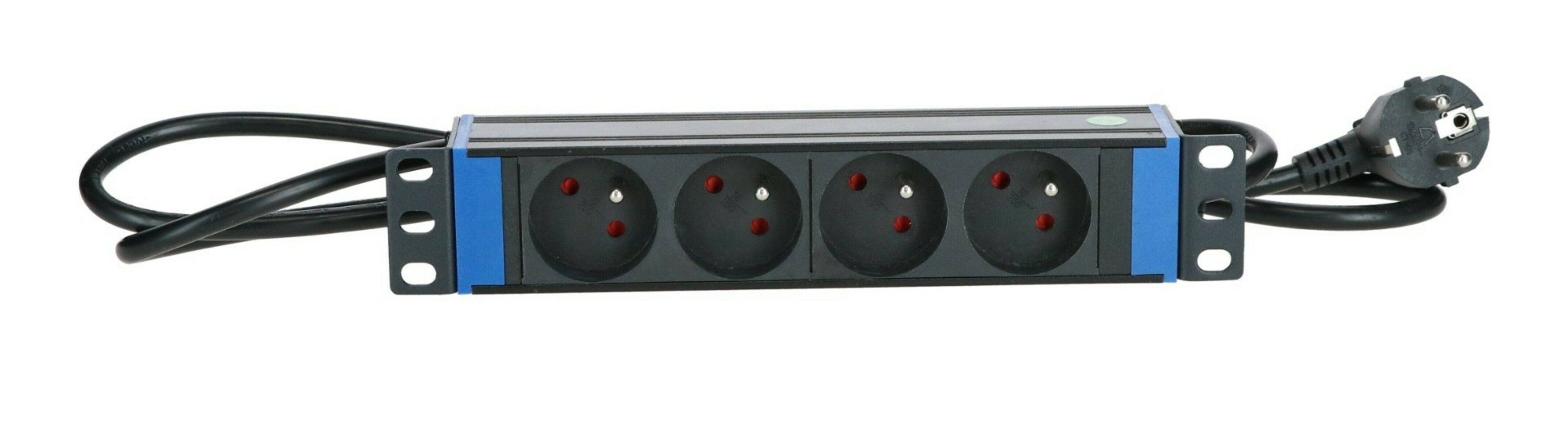 Serverschrank 10” Steckdosenleiste, 4-fach mit Erdnungsstift