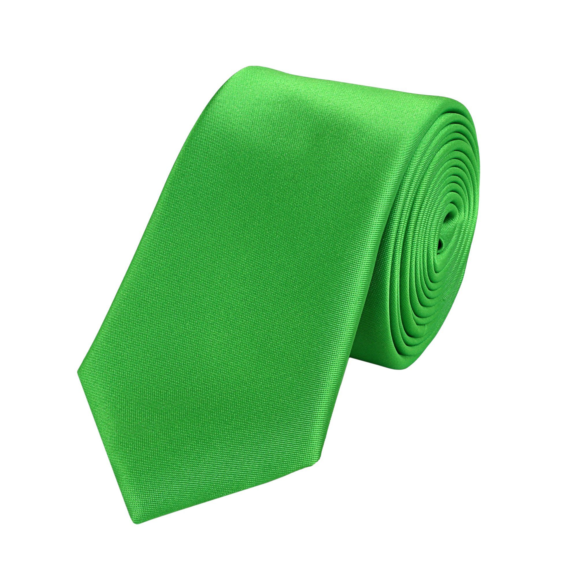 Fabio Farini Krawatte Grüne Herren Schlips - Krawatten mit Farbton Grün in 6cm (ohne Box, Unifarben) Schmal (6cm), Apfelgrün