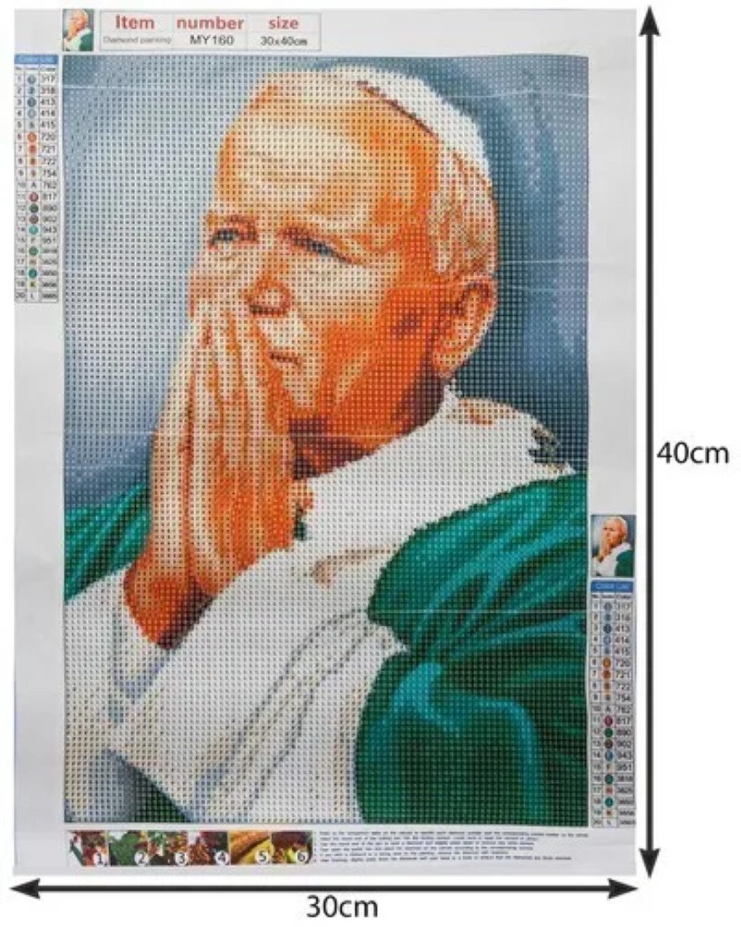 MALATEC Malen nach Zahlen Diamond Painting Papst: Kreatives Malen, 30x40cm (Diamond Painting Mosaik Malen nach Zahlen, 5d Diamond Painting DIY Set), Kreatives Hobby, entspannend, fördert Kreativität und Geduld.