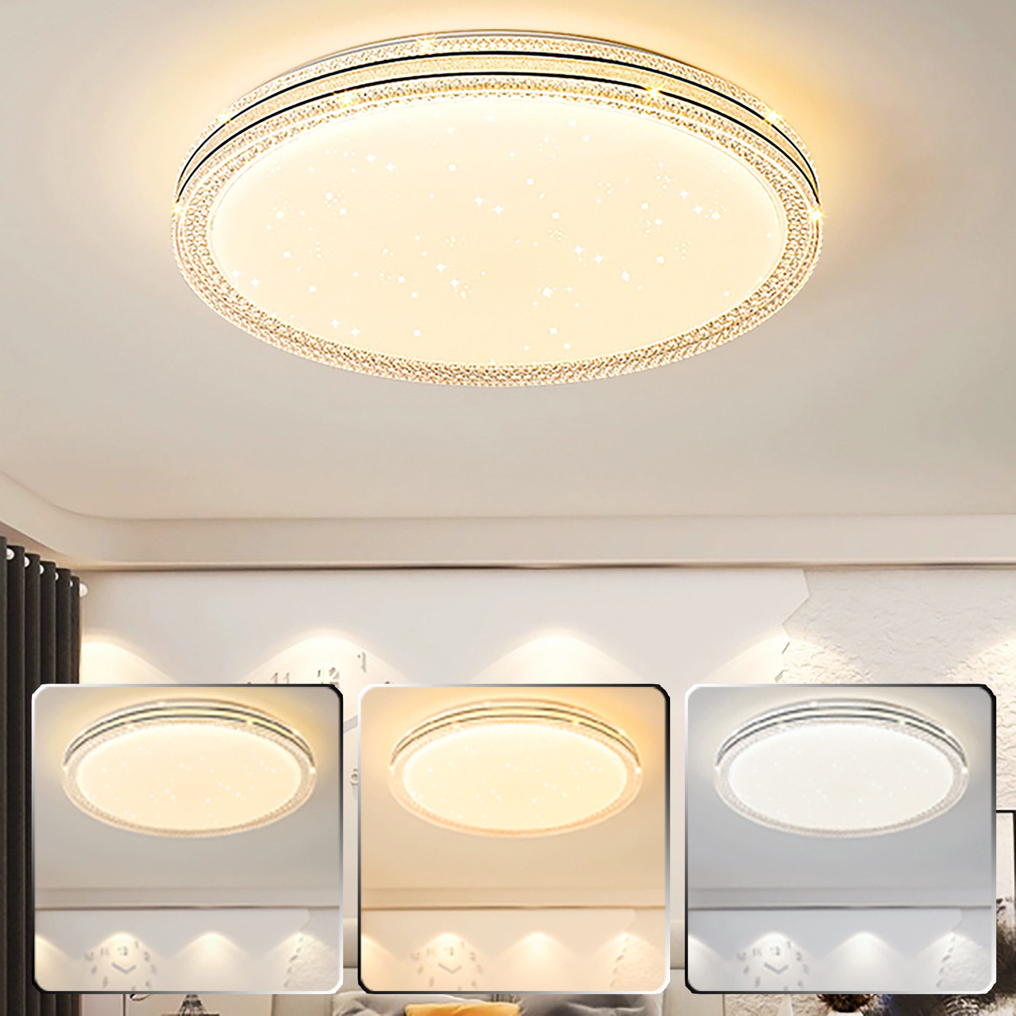 KUGI Deckenleuchten Deckenlampe LED Deckenleuchte Flach 2x36W,3000K-6000K,Ø35cm/Ø45cm, Badlampe Decke Küchenlampen für Bad/Schlafzimmer/Keller/Balkon