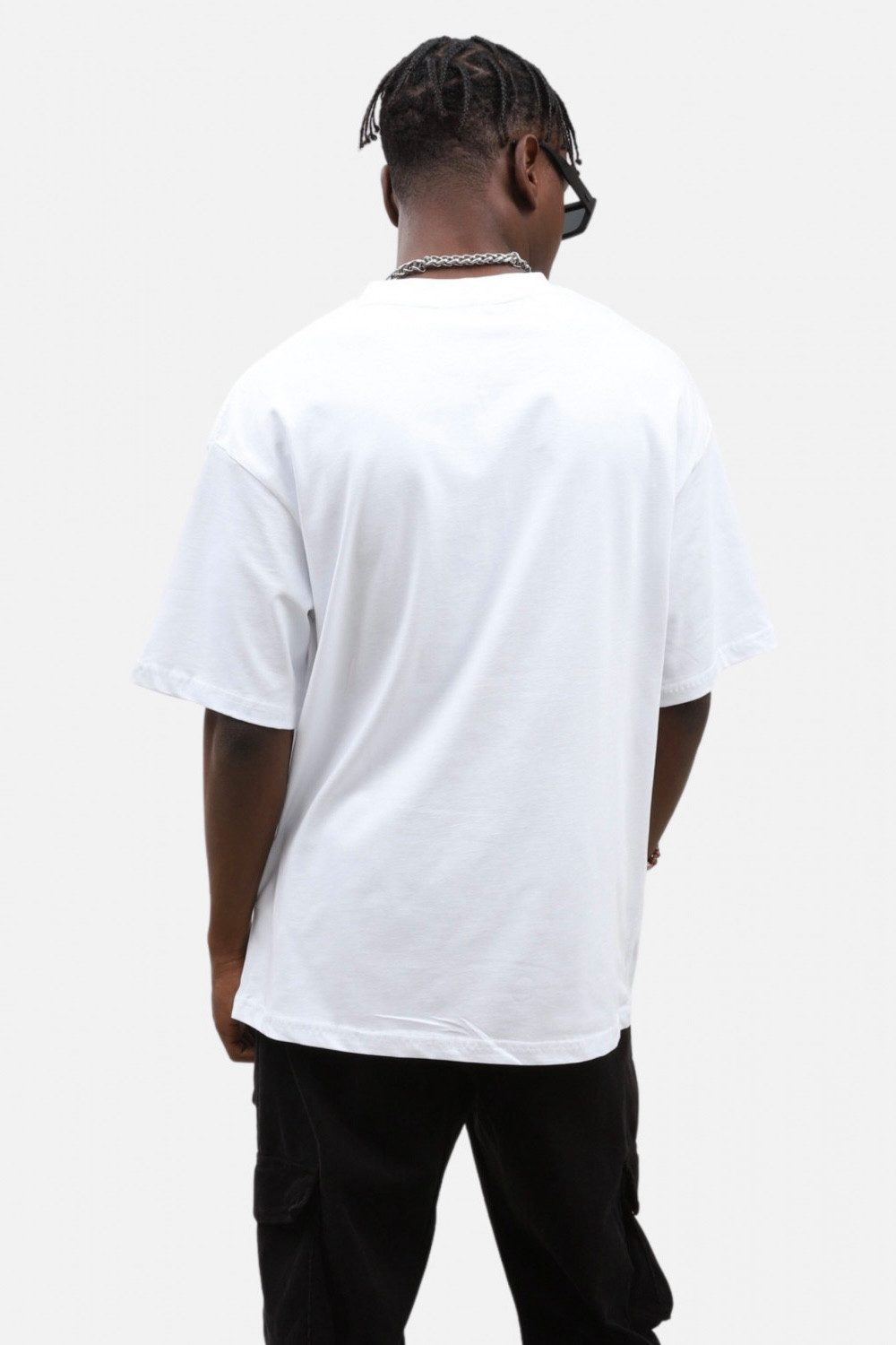 OSSY HOMER T-Shirt Basic Oversized T-Shirt mit Rundhals-Ausschnitt (1-tlg) aus Baumwolle, mit Rundhalsausschnitt