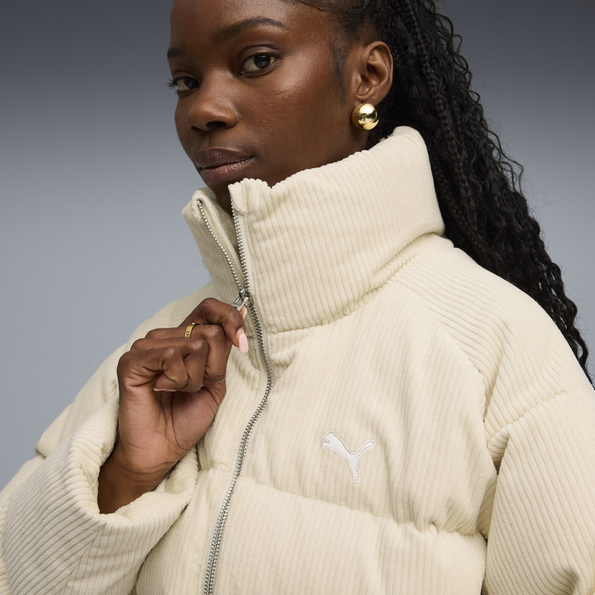 PUMA Winterjacke Wardrobe Essentials Cord-Pufferjacke Damen