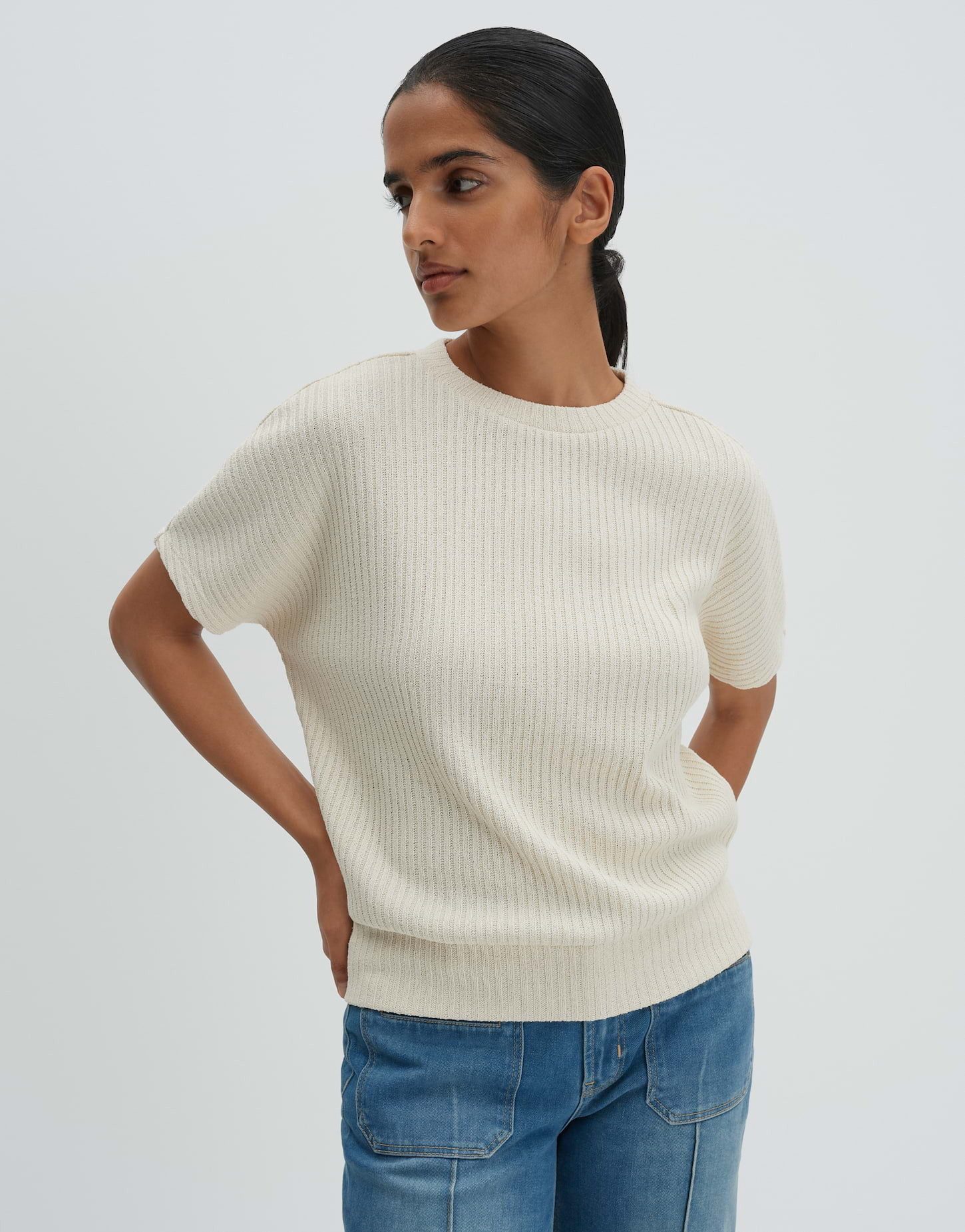 someday Sweatshirt Urosa Sweatshirt in Rippenstruktur aus Sweatware Lockere Passform, elastisch mit breitem Saum