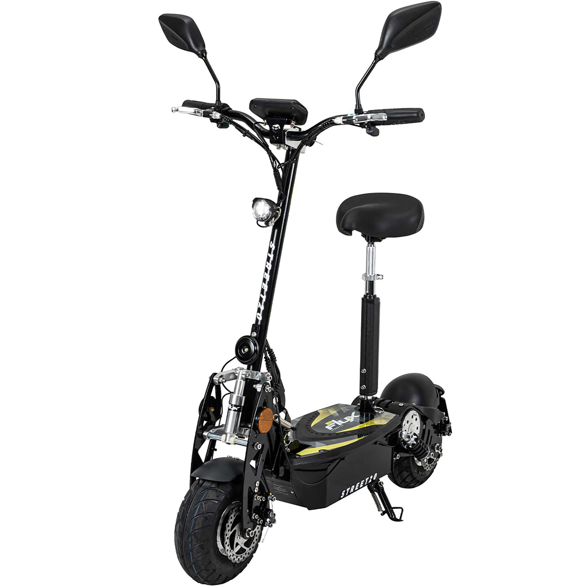 eFlux E-Scooter Street 20 Elektro Roller mit Straßenzulassung klappbar, 500,00 W, 20 km/h, (1 tlg), Scooter - bis 30 km Reichweite inkl. Sitz - 36 Volt 12 Ah Akku