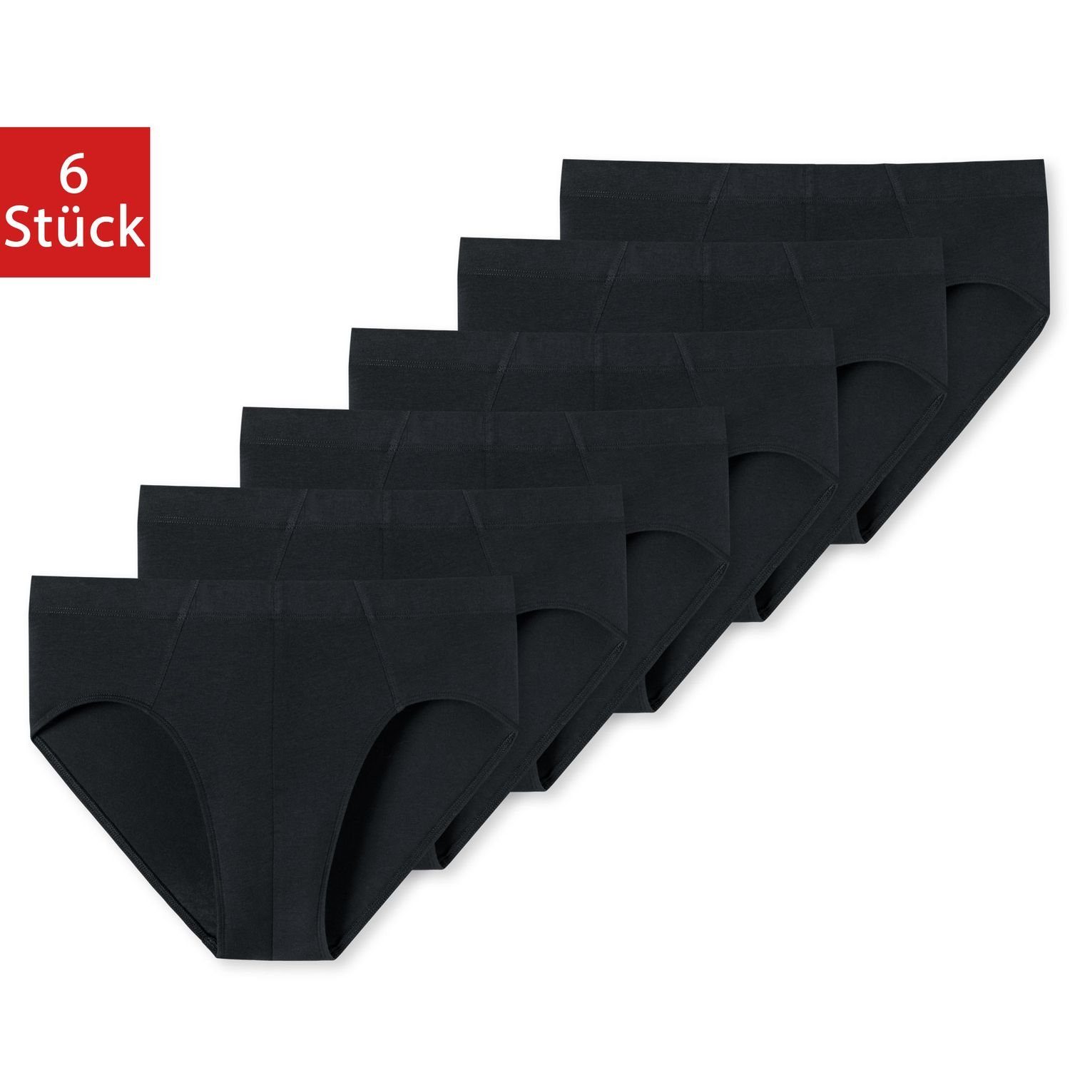 Schiesser Slip Supermini (6-St) ohne Eingriff, aufgedoppelter Frontbereich, im 6er Pack Schwarz