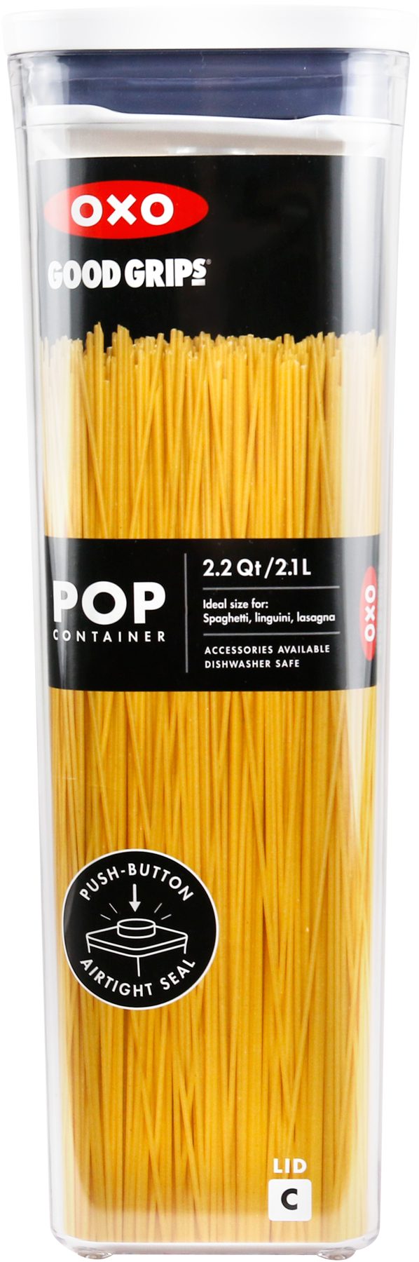 OXO Good Grips Vorratsdose mit für für mehr POP-Behälter – stapelbare Grips Deckel und Good 2,1 l Aufbewahrungsbox OXO Lebensmittel – Spaghetti luftdichte