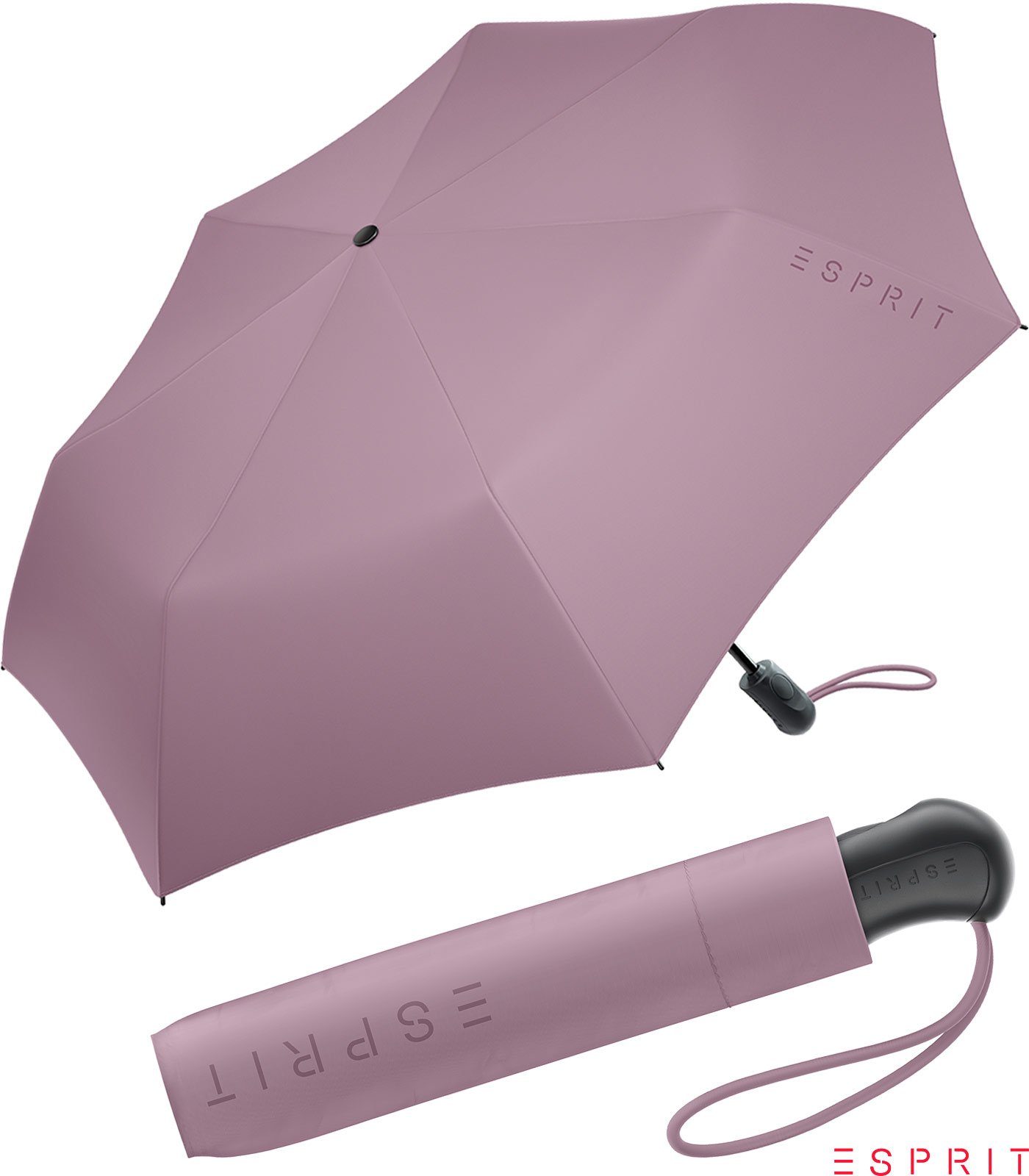 Esprit Taschenregenschirm Damen Easymatic Light Auf-Zu Automatik HW 2022 - dusky orchid, stabil, praktisch, in den neuen Trendfarben berry
