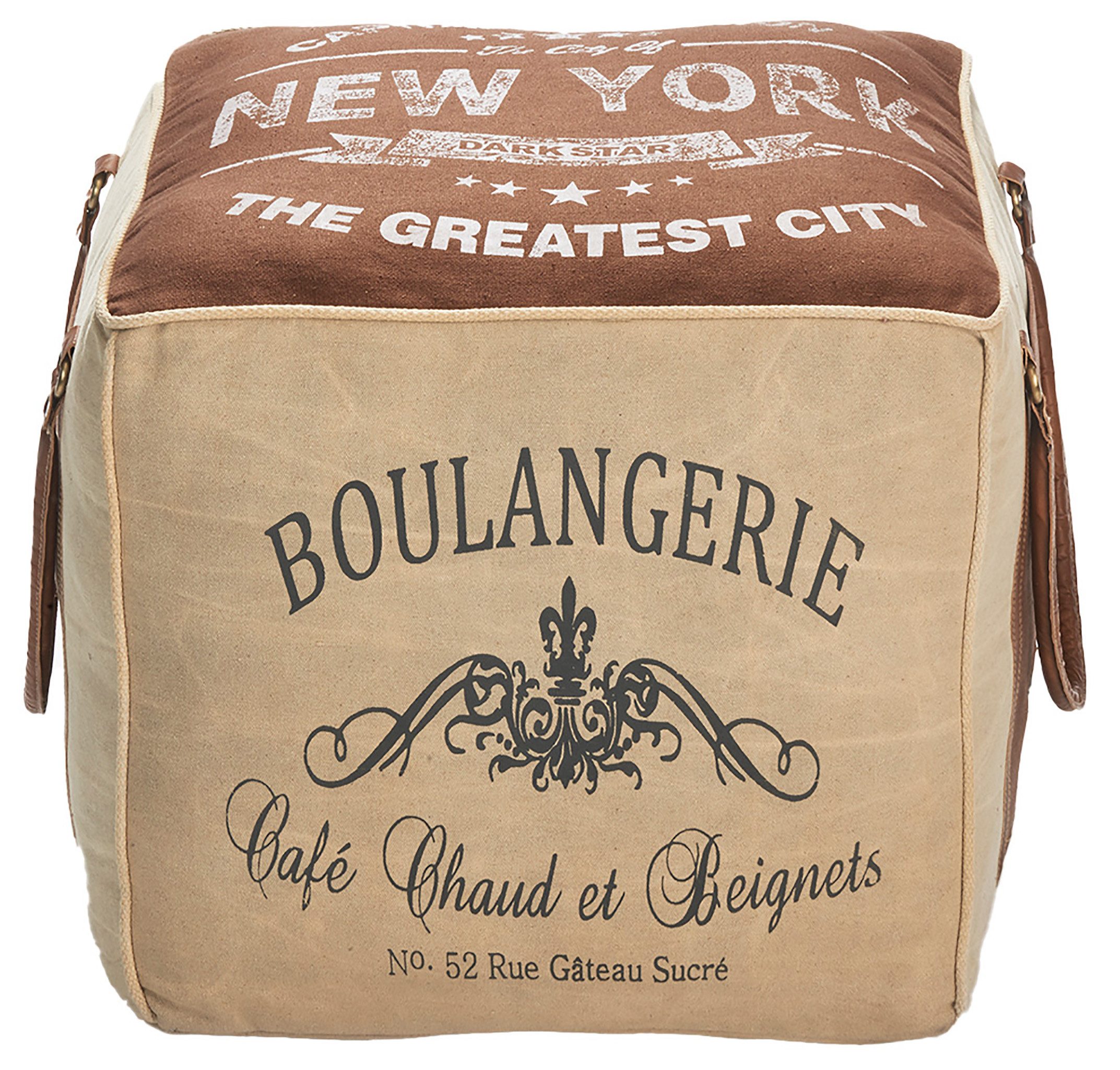 Kobolo Кубик для сиденья Sitzpouf Pouf Табуретки BOULANGERIE aus Canvas (1 Stück, mit Aufdruck)