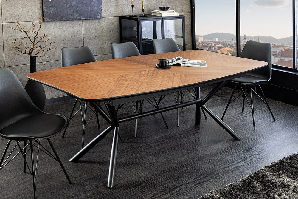 riess-ambiente Esstisch GRANDEZZA 180-270cm natur/schwarz - Walnussfurnier, günstig online kaufen