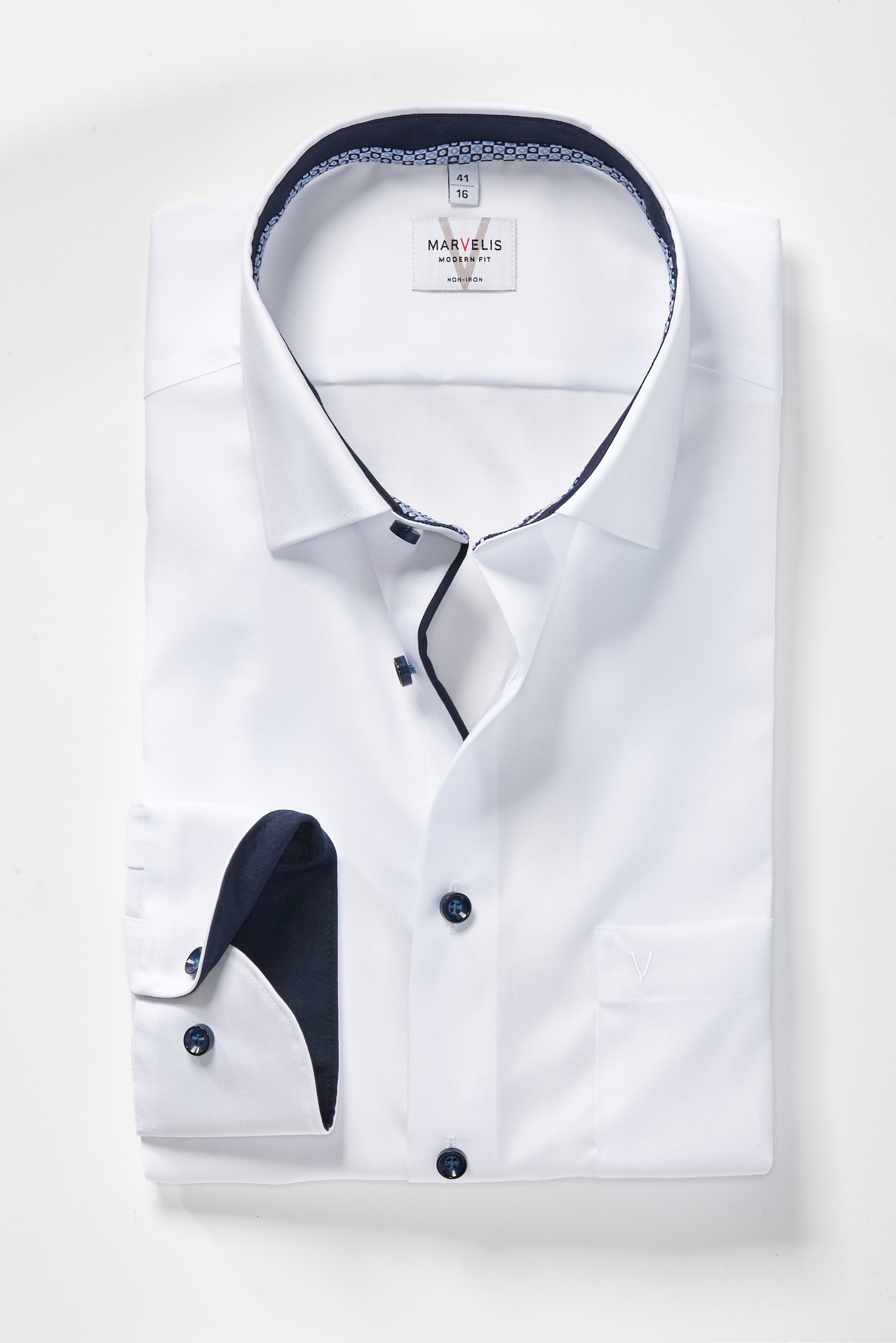 MARVELIS Langarmhemd Businesshemd, New-Kentkragen, Modern Fit