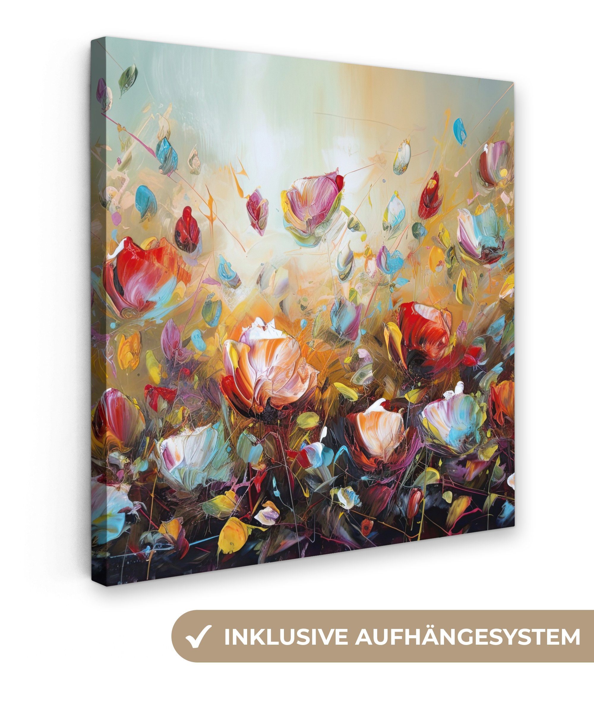 OneMillionCanvasses® Leinwandbild Blumen - Kunst - Natur - Ölfarbenoptik, F günstig online kaufen