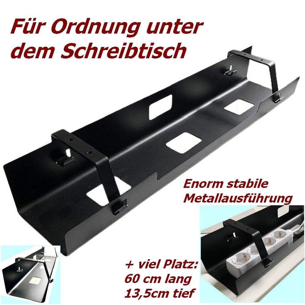 McPower Kabelkanal ST-160/161 Kabelmanagement Kabelkanal schwarz oder weiss (Sparset, Set in schwarz oder weiß), Befestigungswinkel, stabile Metallausführung