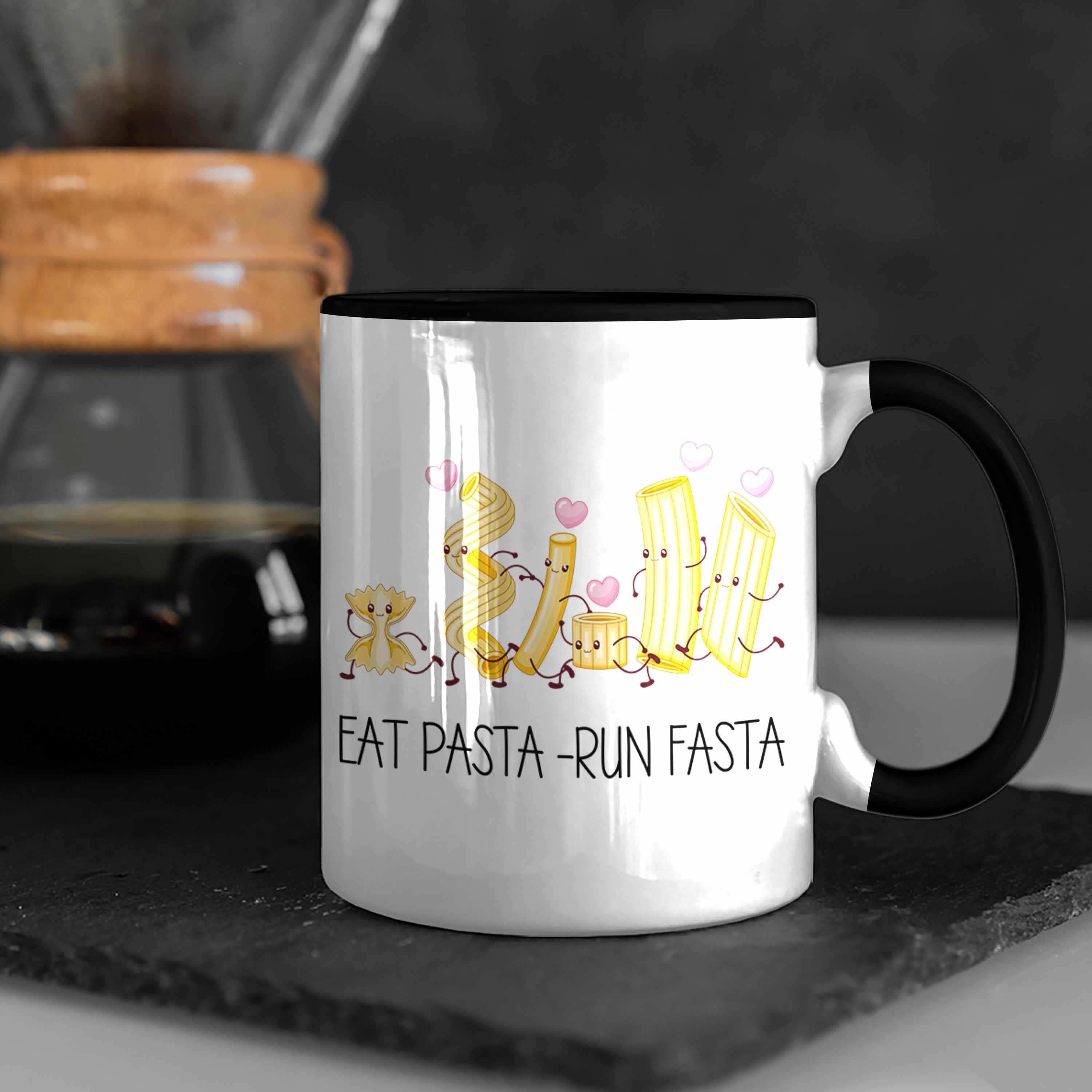 Run Italiener Tasse Schwarz Eat Tasse Trendation Fasta Pasta Geschenk Spruc