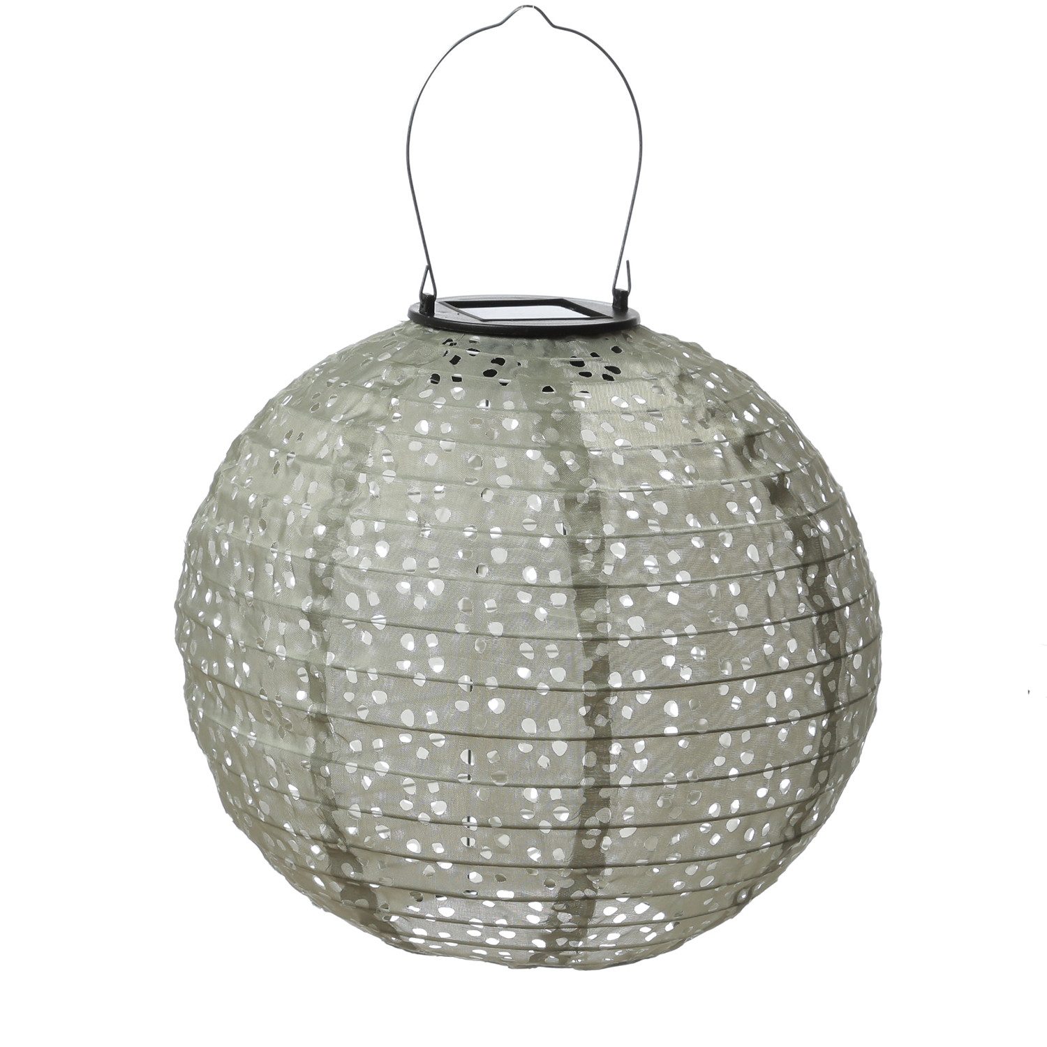 MARELIDA LED Lampion Solar Gartenlampion mit Blumenmuster grün 25cm Party Balkon Terrasse, LED Classic, warmweiß (2100K bis 3000K)