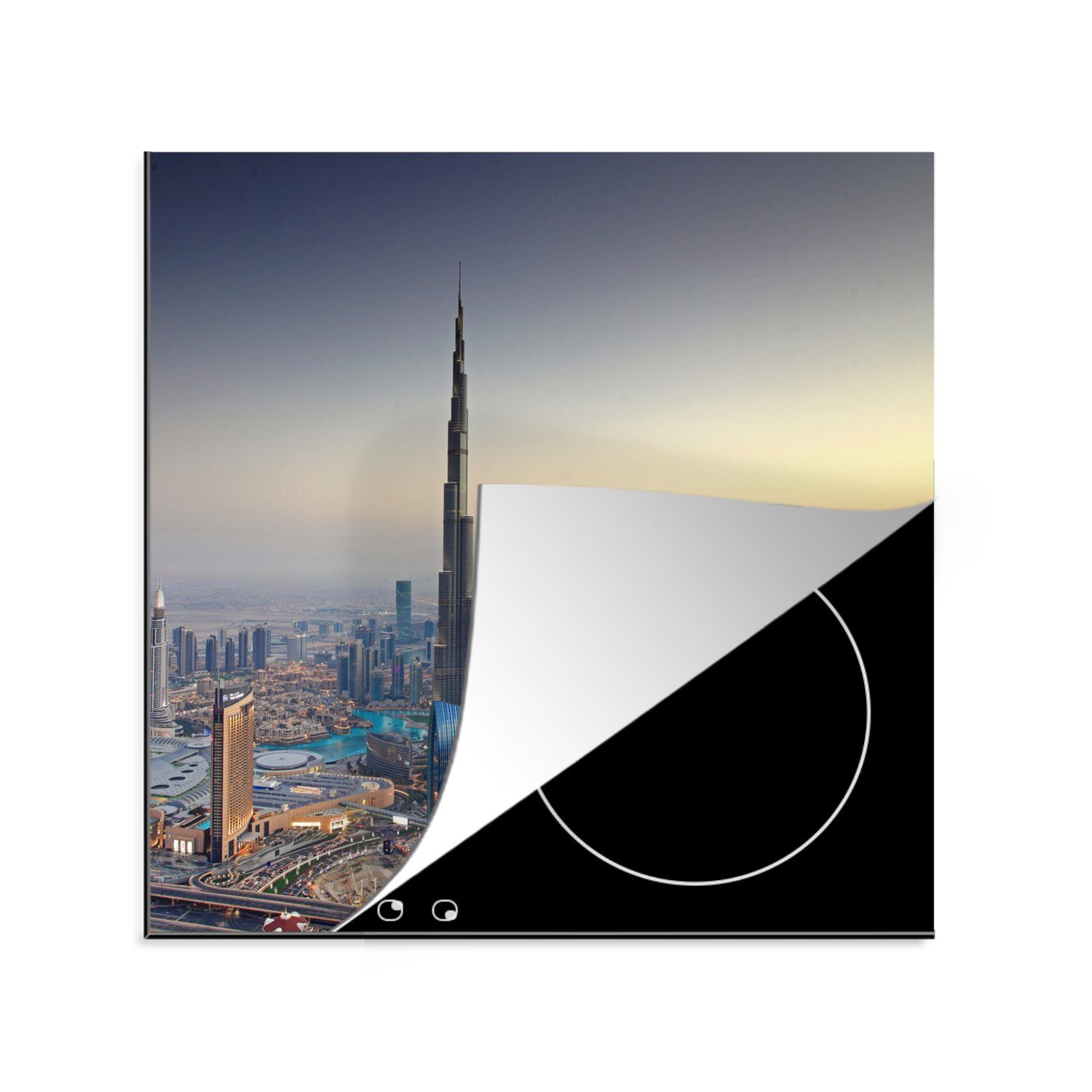 MuchoWow Herdblende-/Abdeckplatte Burj Khalifa - Skyline - Dubai, Vinyl, (1 tlg), 78x78 cm, Ceranfeldabdeckung, Arbeitsplatte für küche
