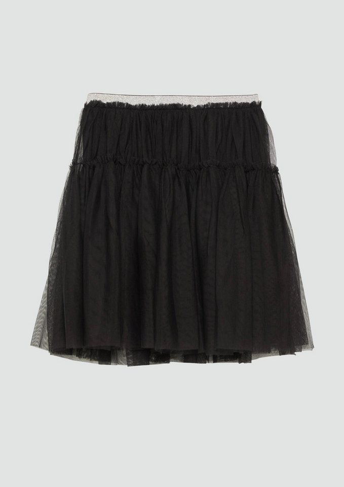 s.Oliver Minirock Rock Mesh-Rock mit Volants und elastischem Glitzerbund