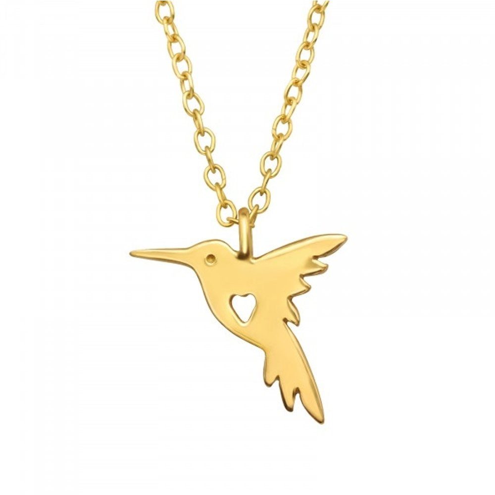 ALEXANDER YORK Kette mit Anhänger KOLIBRI in Gold, 2-tlg., 925 Sterling Silber