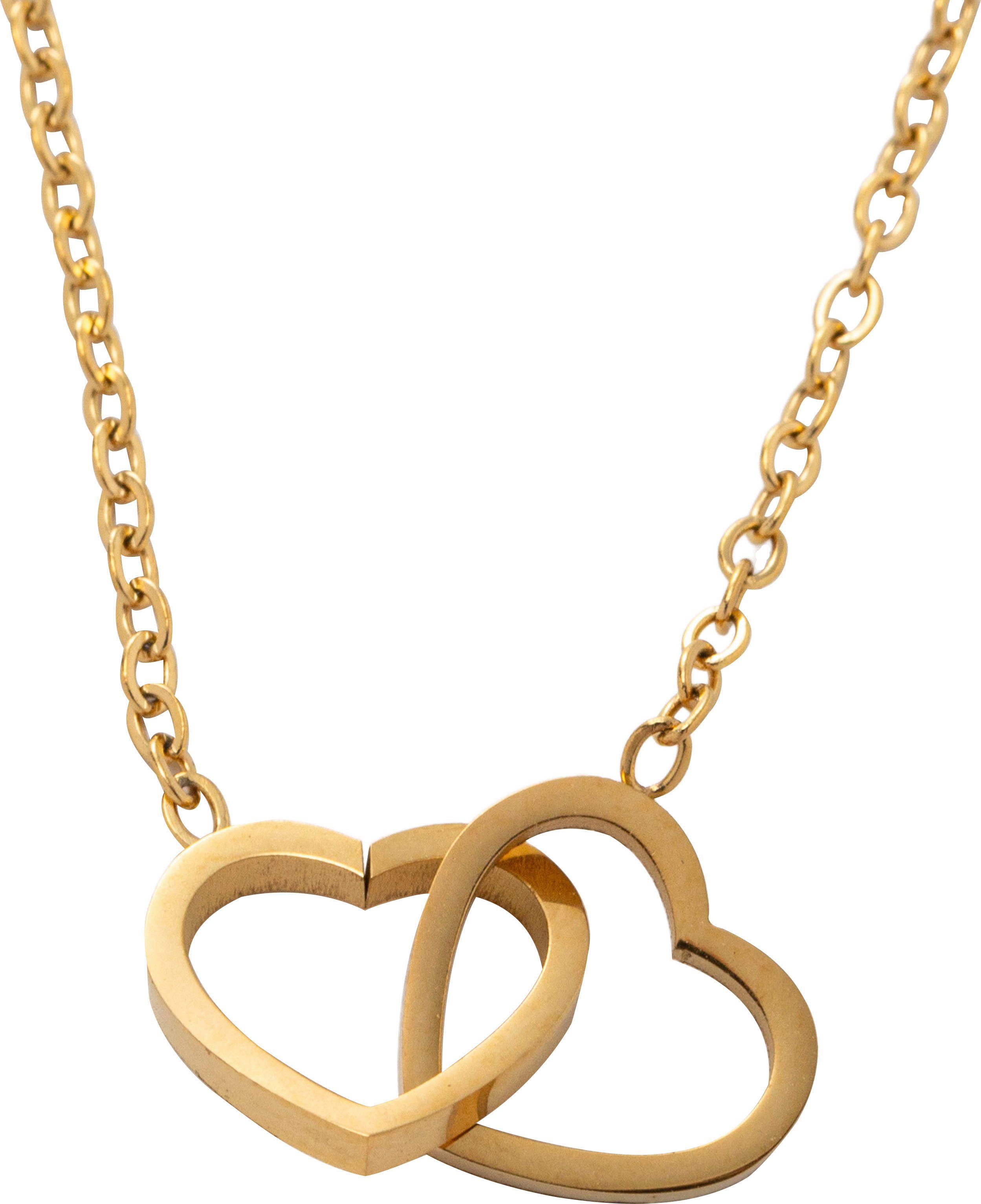 Firetti Kette mit Anhänger Schmuck Geschenk Edelstahl Halsschmuck Halskette Ankerkette Herzen, Made in Germany