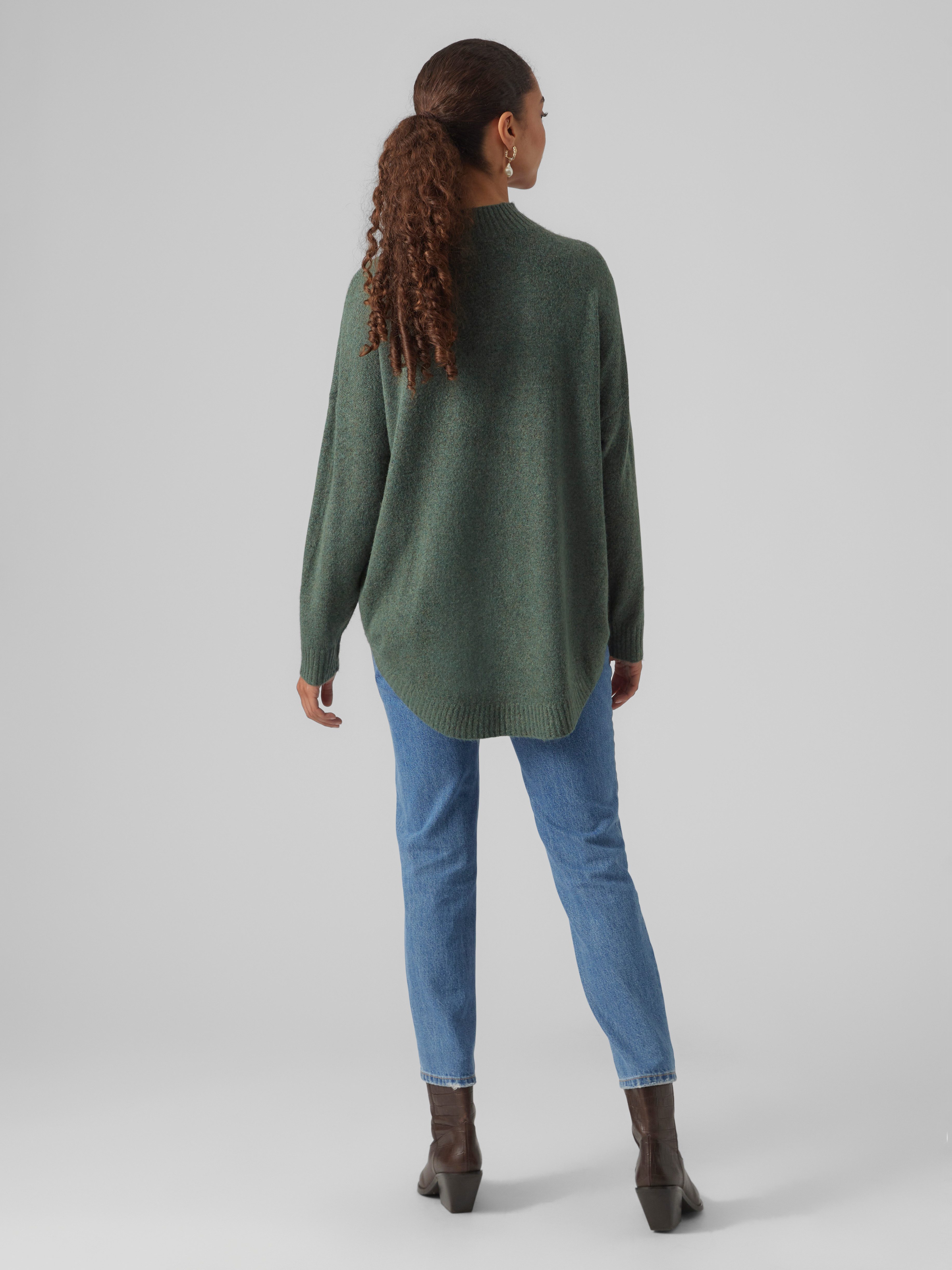 Vero Moda Strickpullover VMPLAZA LS HIGHNECK LONG PULLOVER GA BOO Materialmix, loose fit