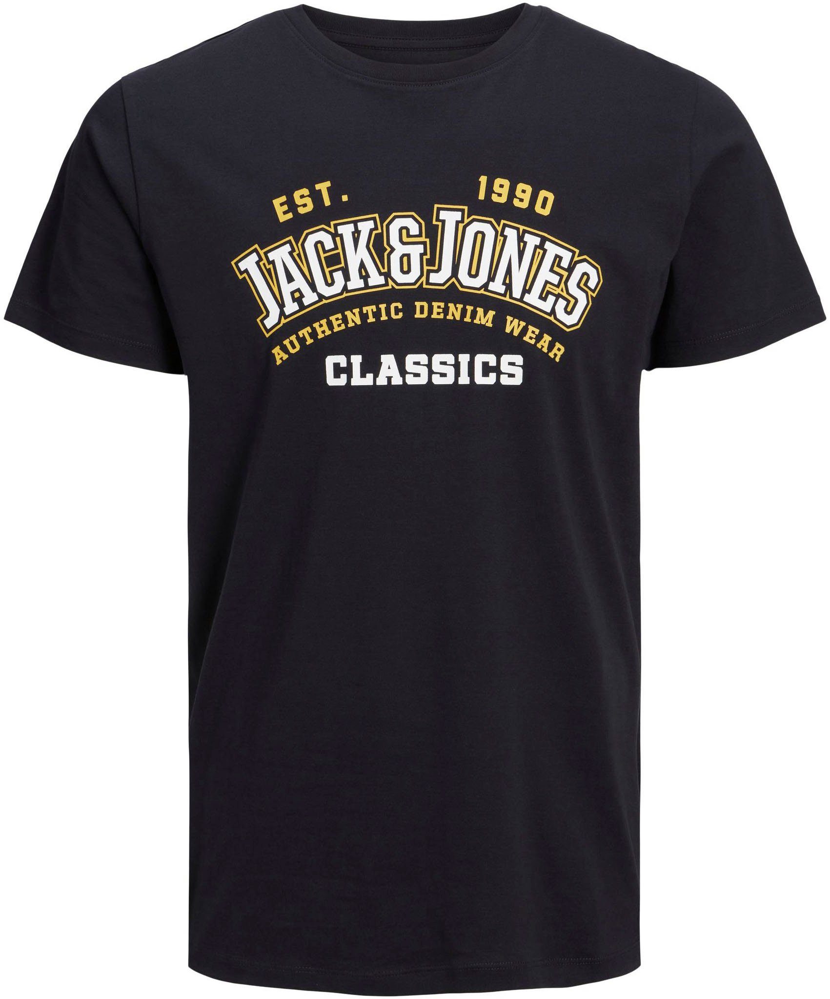 AW23 Jones JJELOGO O-NECK & TEE SN SS Rundhalsshirt Dark COL Jack 2 Navy