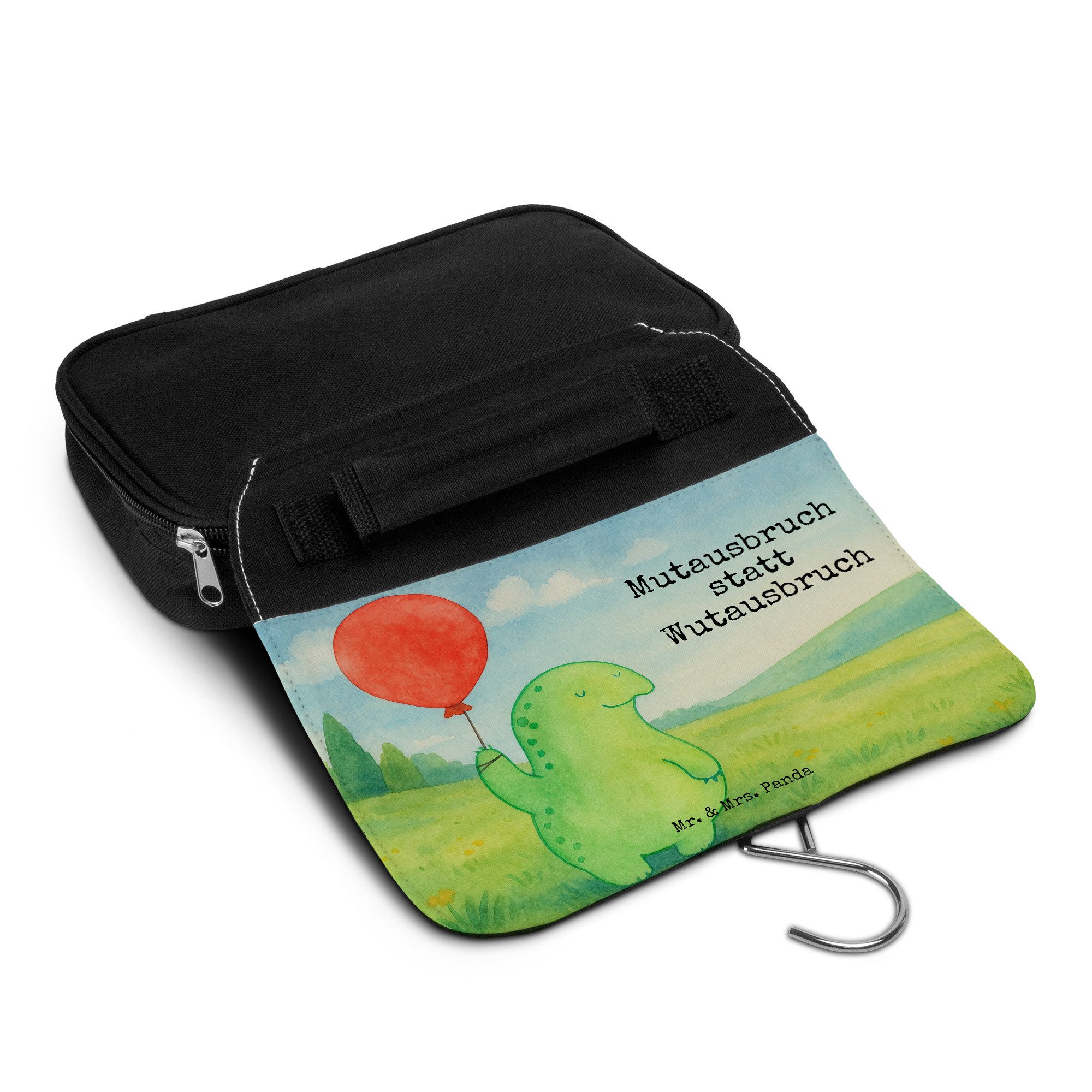 Mr. & Mrs. Panda Kulturbeutel Schildkröte Luftballon Design, kosmetiktäschchen, Weiß, duschbeutel, (Packung), Geschenk Schminktasche Motivationsspruch