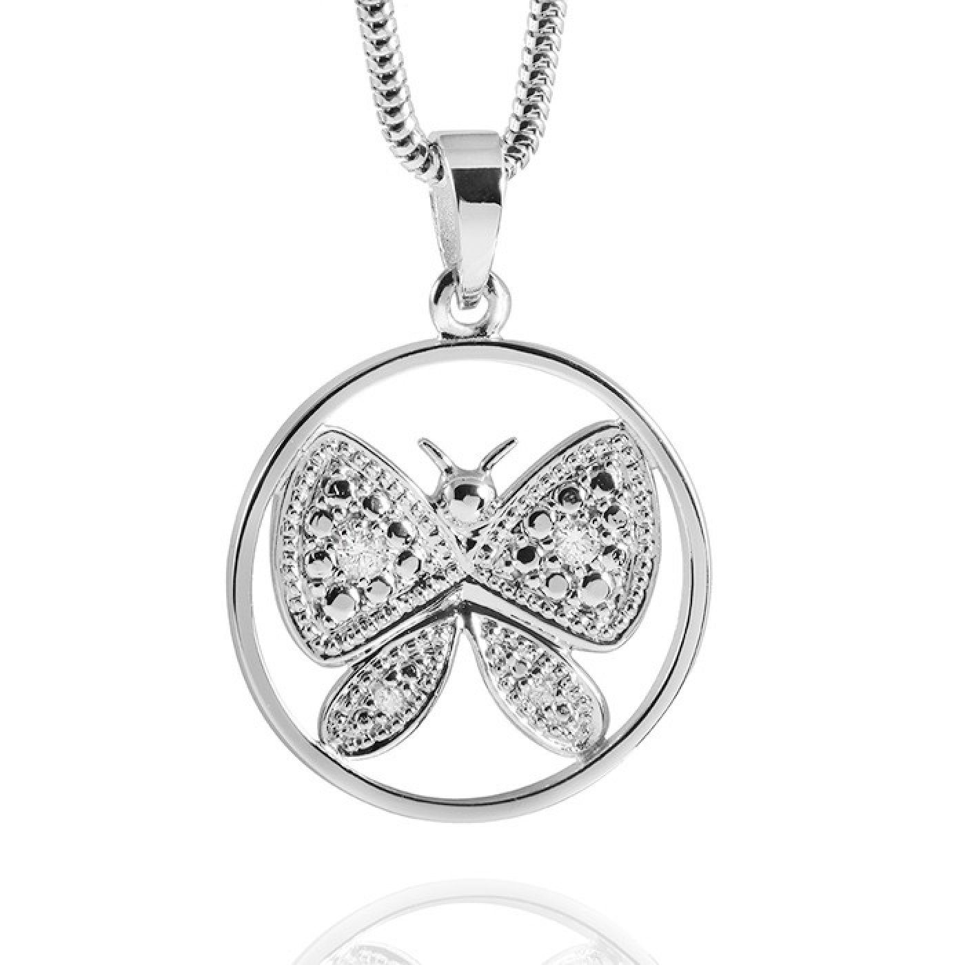 Materia Kettenanhänger Damen Schmetterling / Butterfly Zirkonia Weiß Ø21mm günstig online kaufen