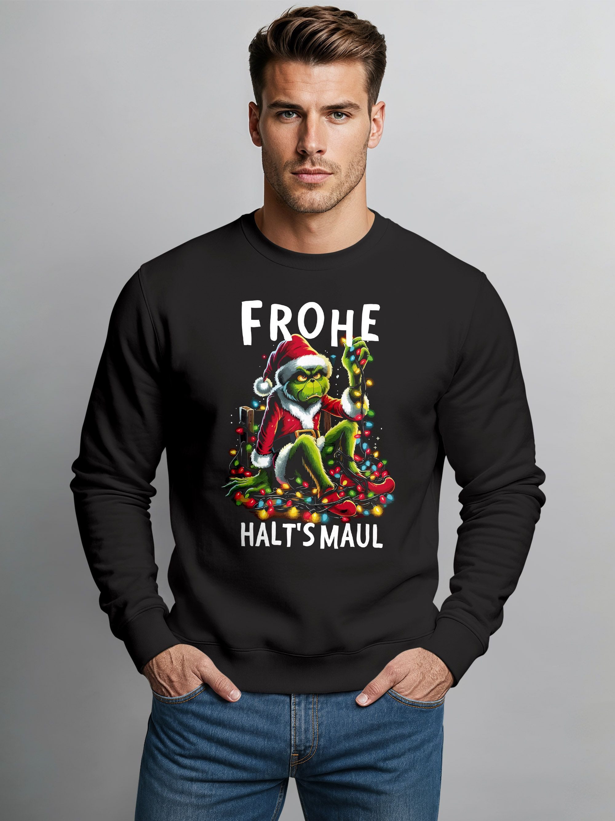 MoonWorks Sweatshirt Sweatshirt Herren Weihnachtspullover Lustig Frohe Weih günstig online kaufen