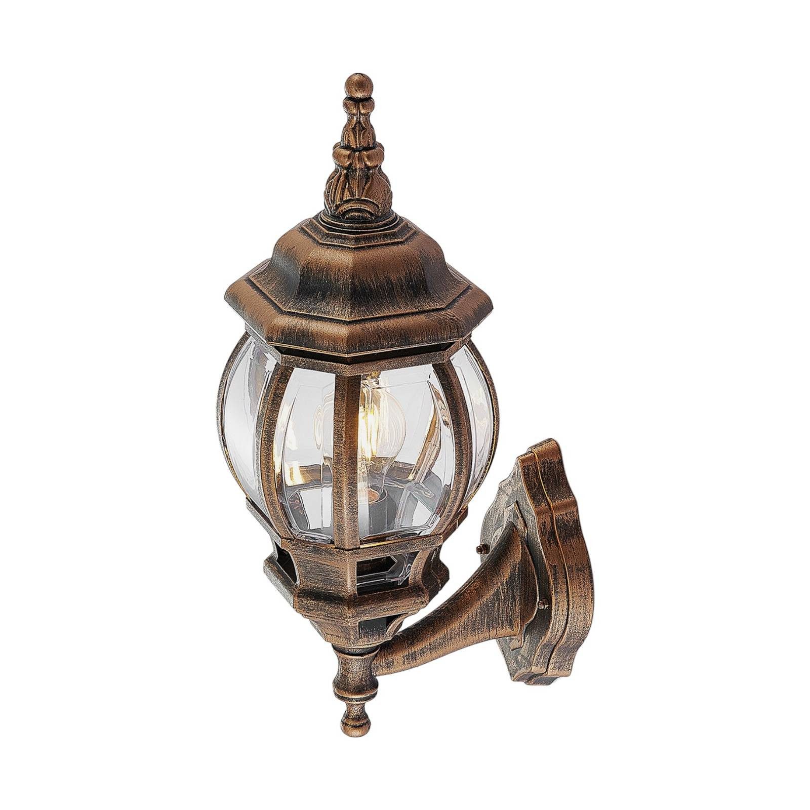 Lindby Außen-Wandleuchte Nadesha, Kunststoff Gold / Messing IP44, 1 x 60 W