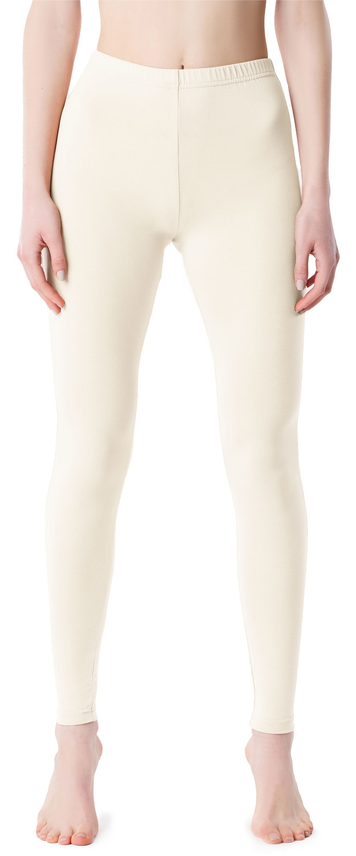 Bellivalini Leggings Damen Lange Leggings aus Viskose BLV50-203 (1-tlg) elastischer Bund Ecru