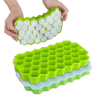 MAVURA Eiswürfelform Design Silikon Eiswürfel Form Eiswürfelschale Eiskugeln Eiskugelform Eiswürfelbehälter Waben Eiswürfelbereiter Grün [2er Set]