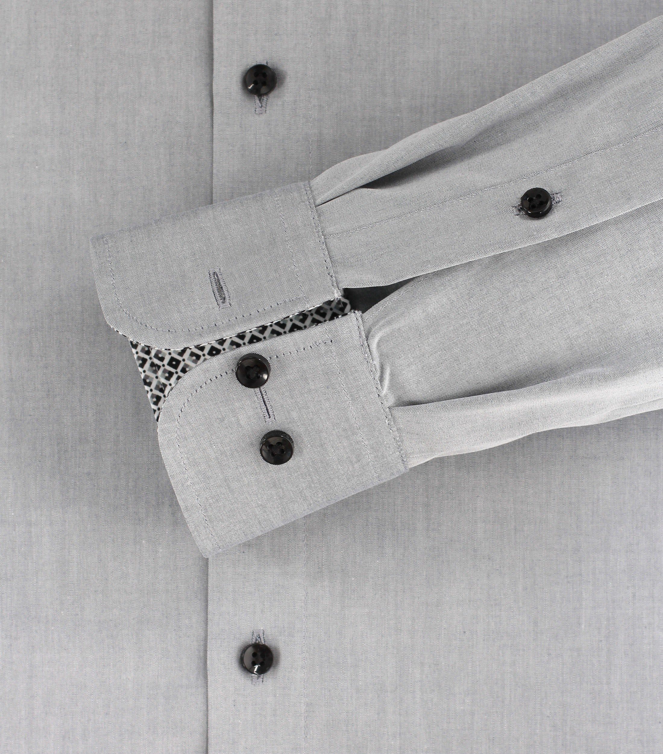 CASAMODA Businesshemd Businesshemd - - (705) - Grau Silber Fit - Langarm Einfarbig Comfort