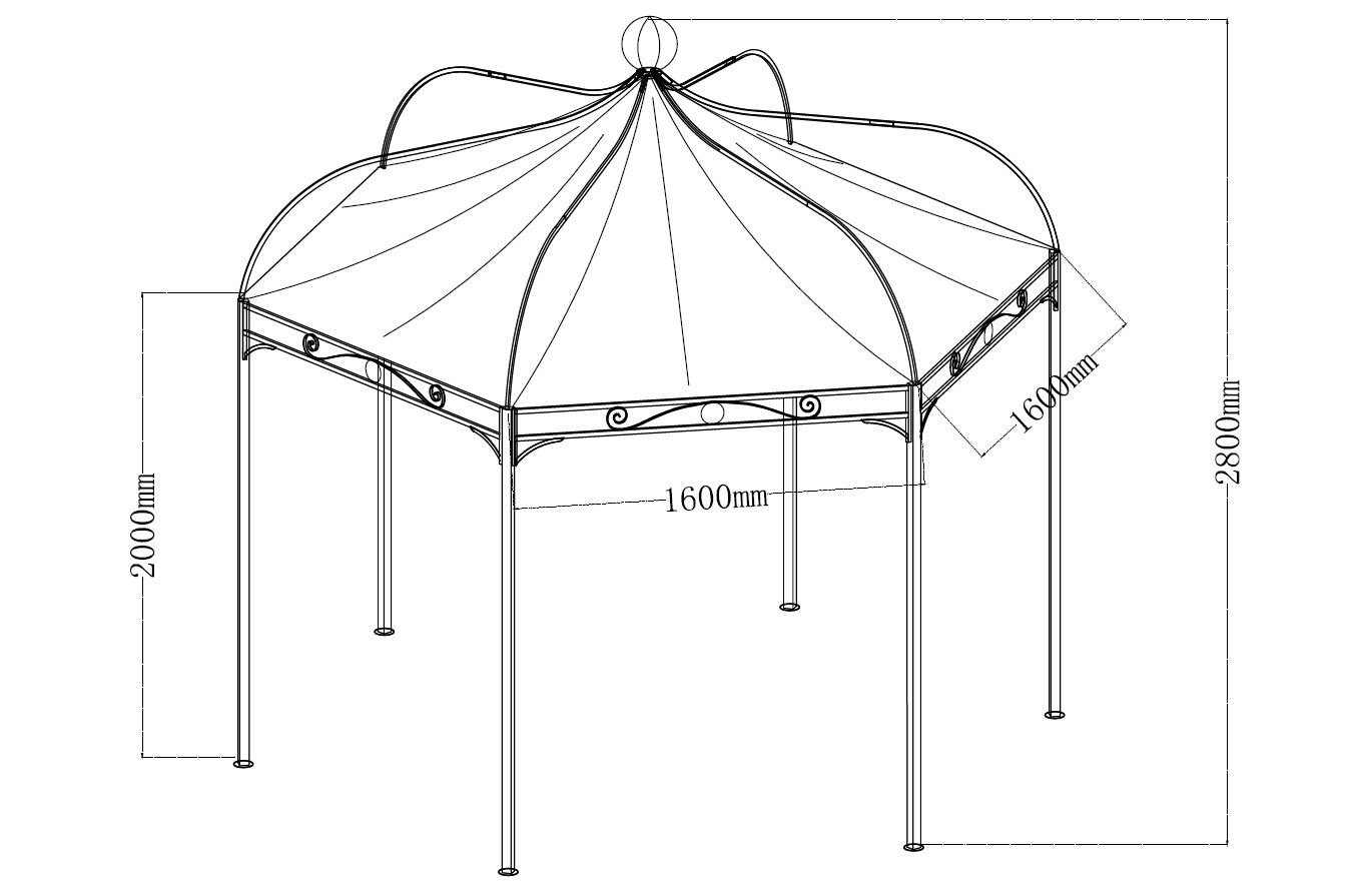 DEGAMO Pavillon MODENA, 6-eckig 320cm, Gestell günstig online kaufen