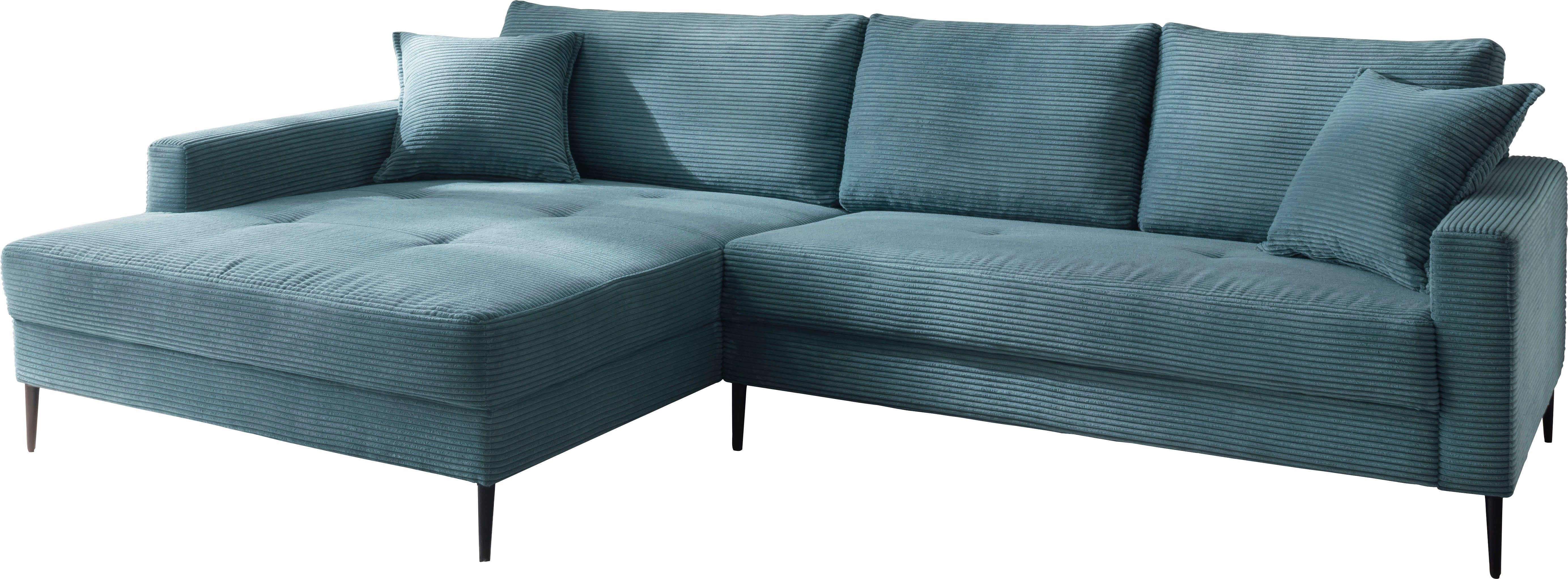Trends by HG Ecksofa Summer L-Form, in Cord-Stoff mit Metallfuß