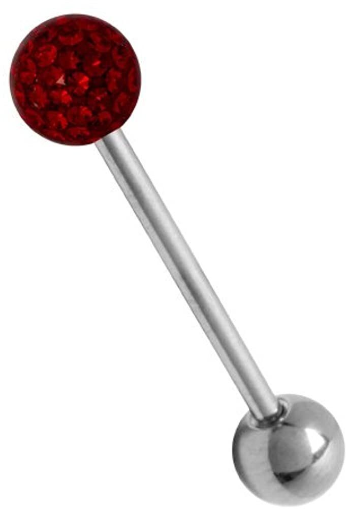 Karisma Brustwarzenpiercing Zungenpiercing Piercing Titan G23 Mit Kristall Elements Kugel 5mm Beschichtet- Rot CJRB-05S - 14.0 Millimeter