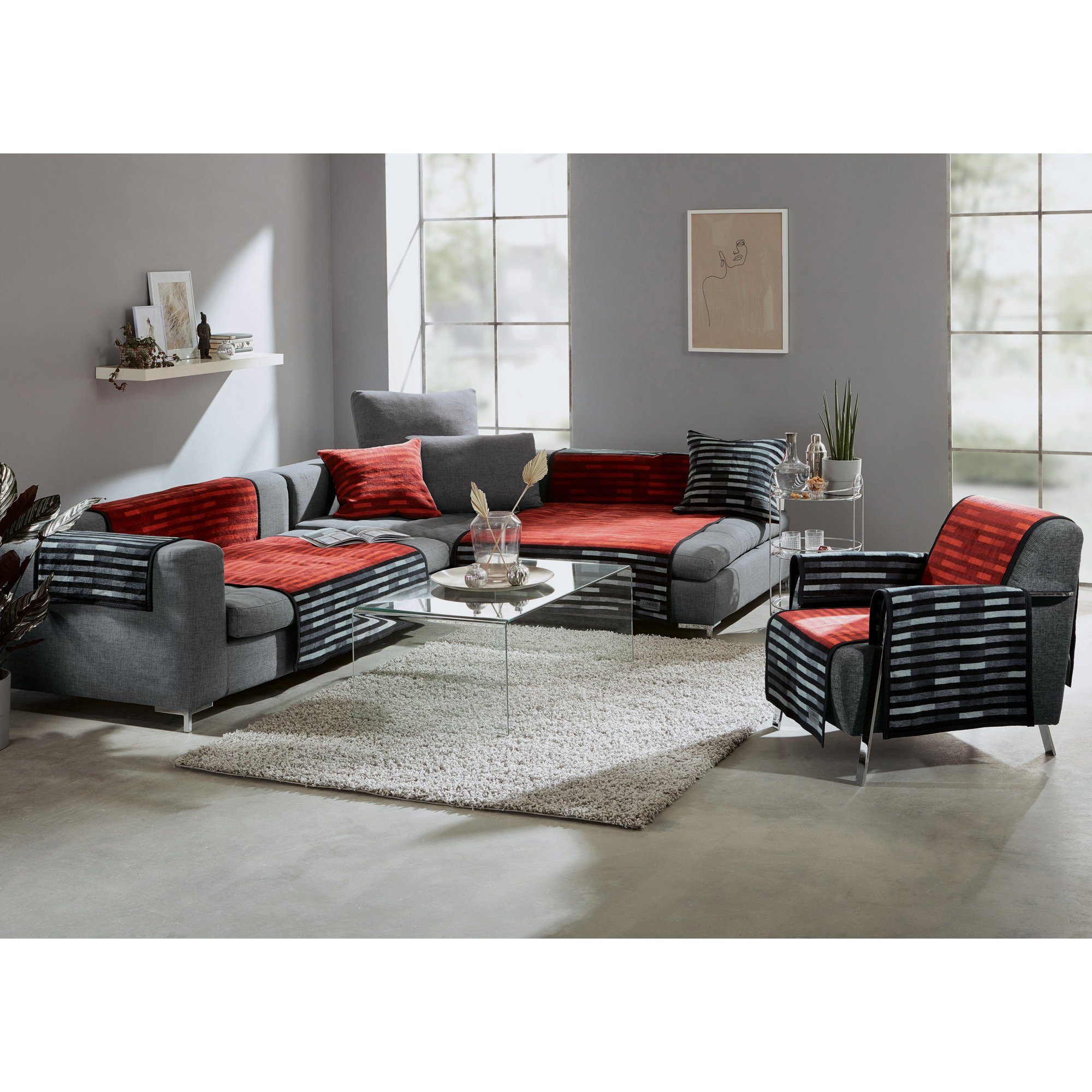 LOOKS by Wolfgang Joop Sesselschoner Sessel- und Sofaschoner, Baumwollmischung Streifen