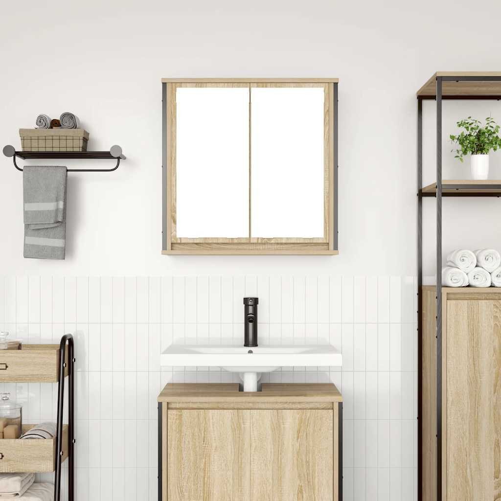 vidaXL Badezimmerspiegelschrank Bad-Wandschrank mit Spiegel Sonoma-Eiche 60x21x60 cm (1-St)