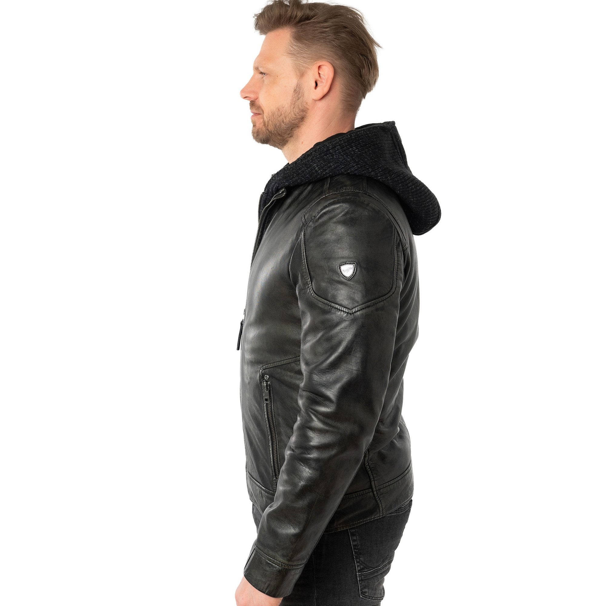 Mauritius Lederjacke MMCholly Mauritius - Herren Lederjacke Kapuze Lammnapp günstig online kaufen